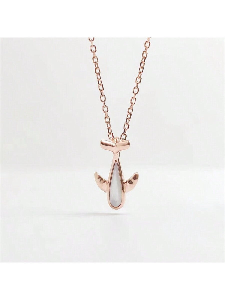 1pc Fashionable Abalone Inlaid Airplane Shaped Decoration Women'S Necklace Suitable For Daily Wear--1