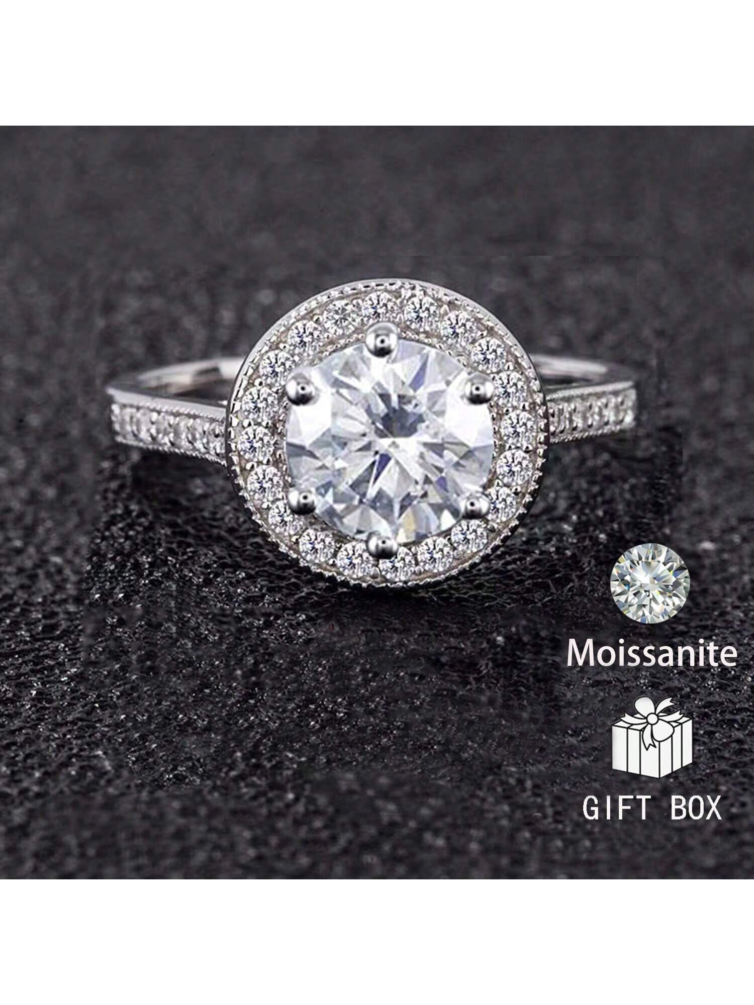 2ct Moissanite Ring, 925 Sterling Silver Engagement & Wedding Jewelry, Perfect For Parties, You Deserve Such Fine Jewelry, Net Weight Approx. 3.8g-White-1