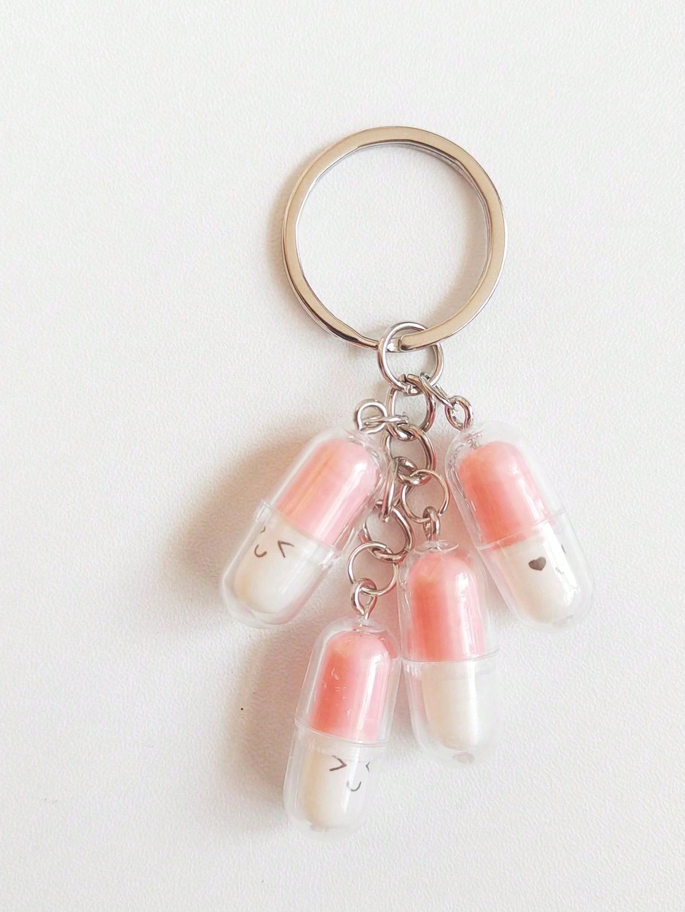 1pc Fun Imitation Pill Shaped Pendant Necklace-Pink-1