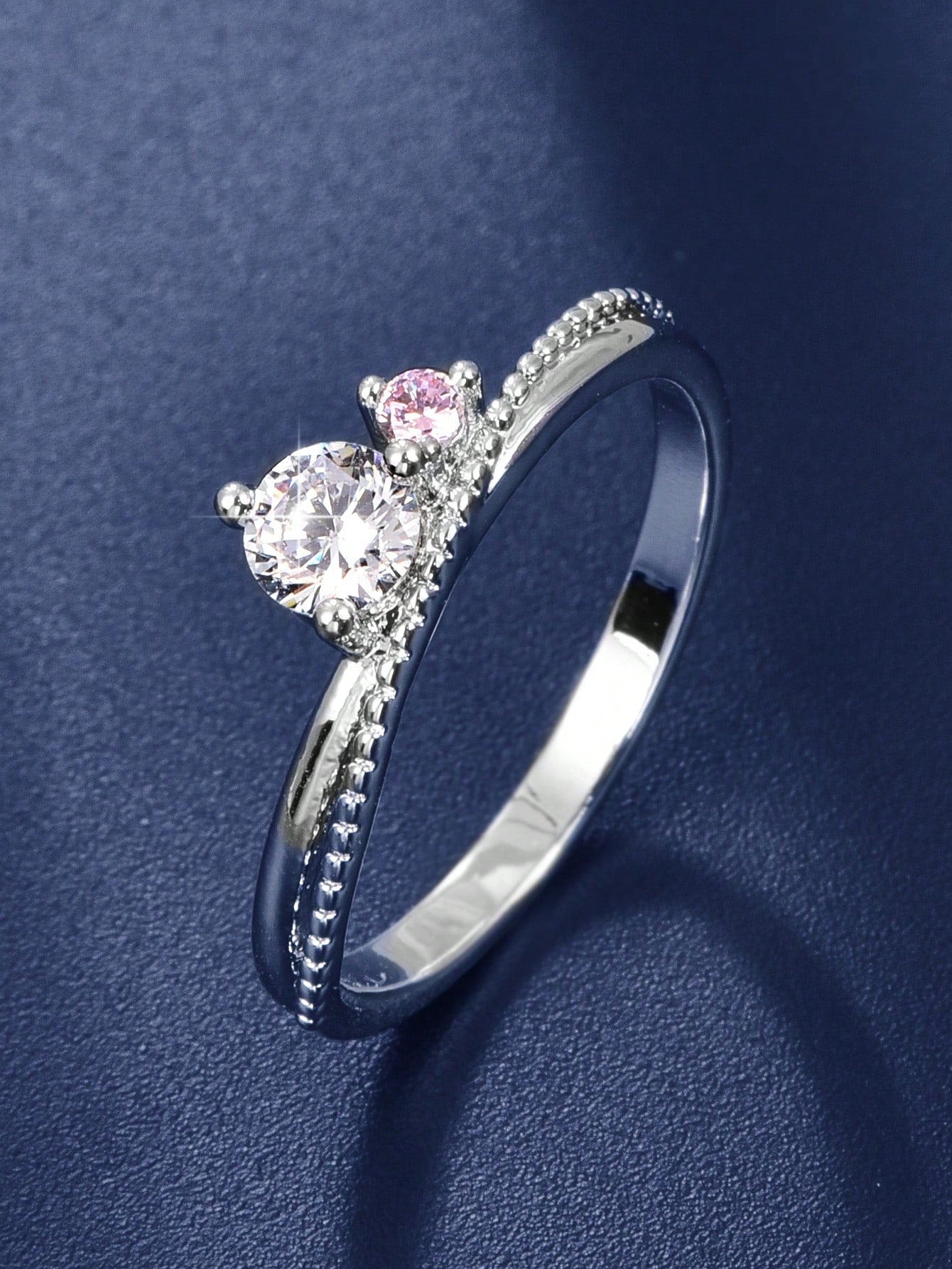 1pc S925 Silver Wedding Ring For Women With 5a , Fashionable Single Ring, Engagement/Festival Gift-Silver-1