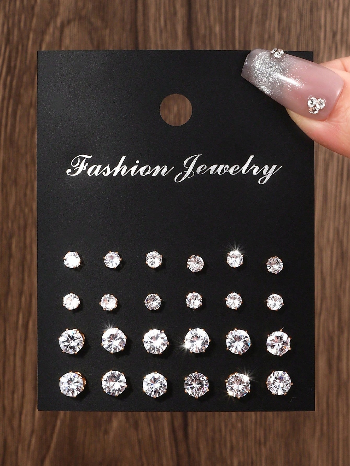 24pcs/Set Fashionable Minimalist Cubic Zirconia Sparkly Earrings For Party, Date, Gift, Daily Wear-Gold-1