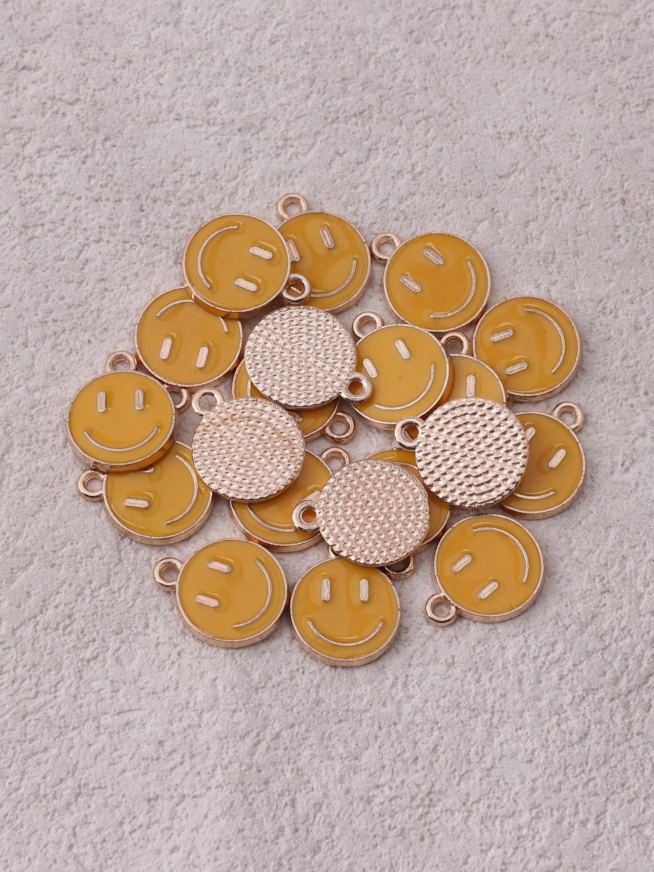 20pcs Trendy 3d Oiling Alloy Face Shaped Diy Jewelry Pendant For Hair, Earring, Bracelet Making-Orange-1