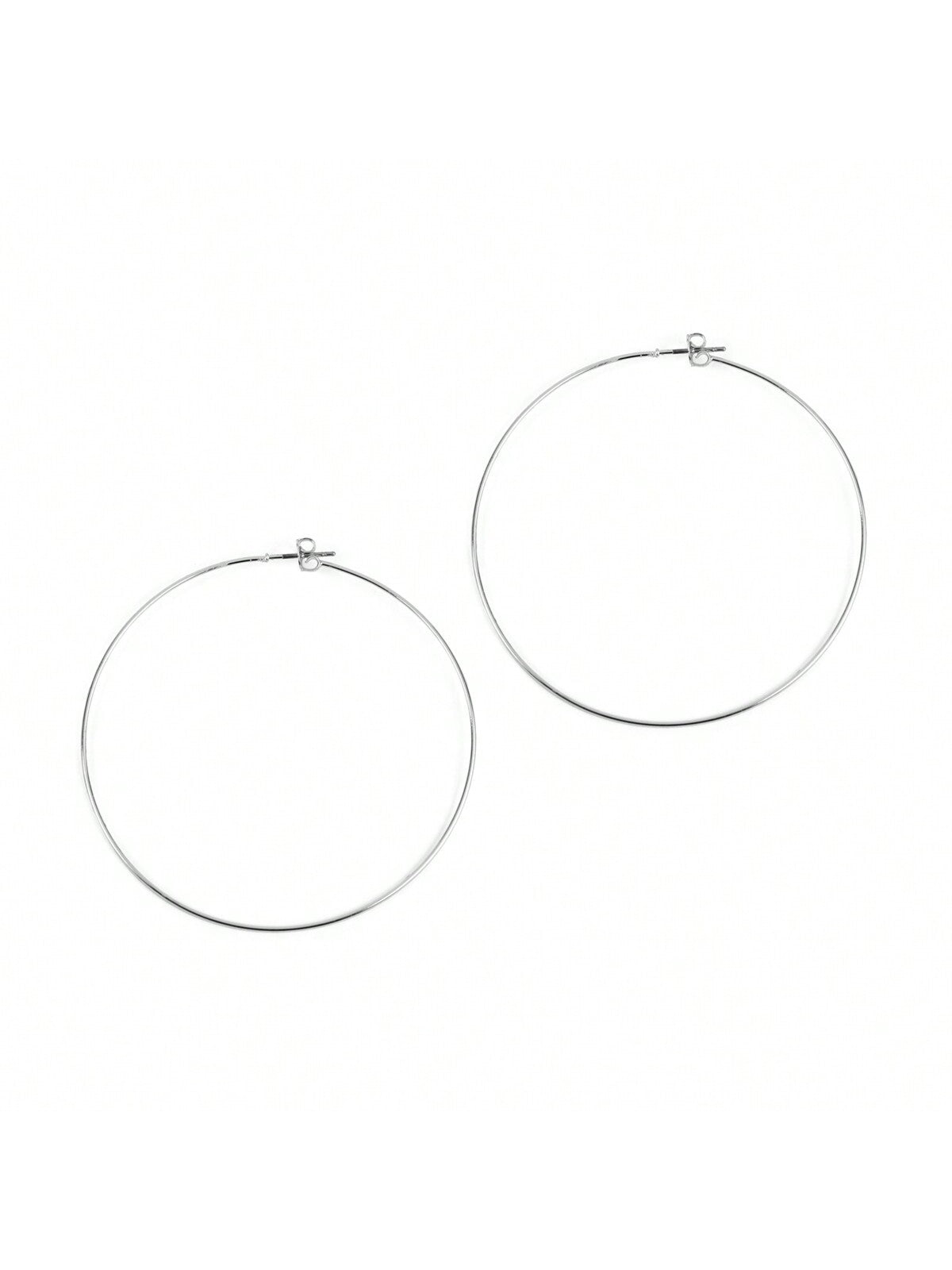 60mm Wire Hoop Earrings-MATTE SILVER-1