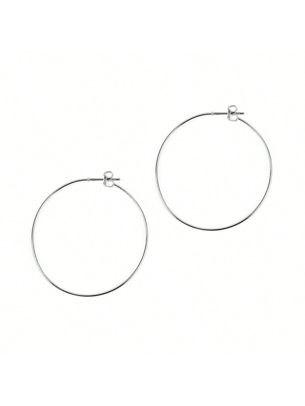 Wire Hoop Earrings-MATTE SILVER-1