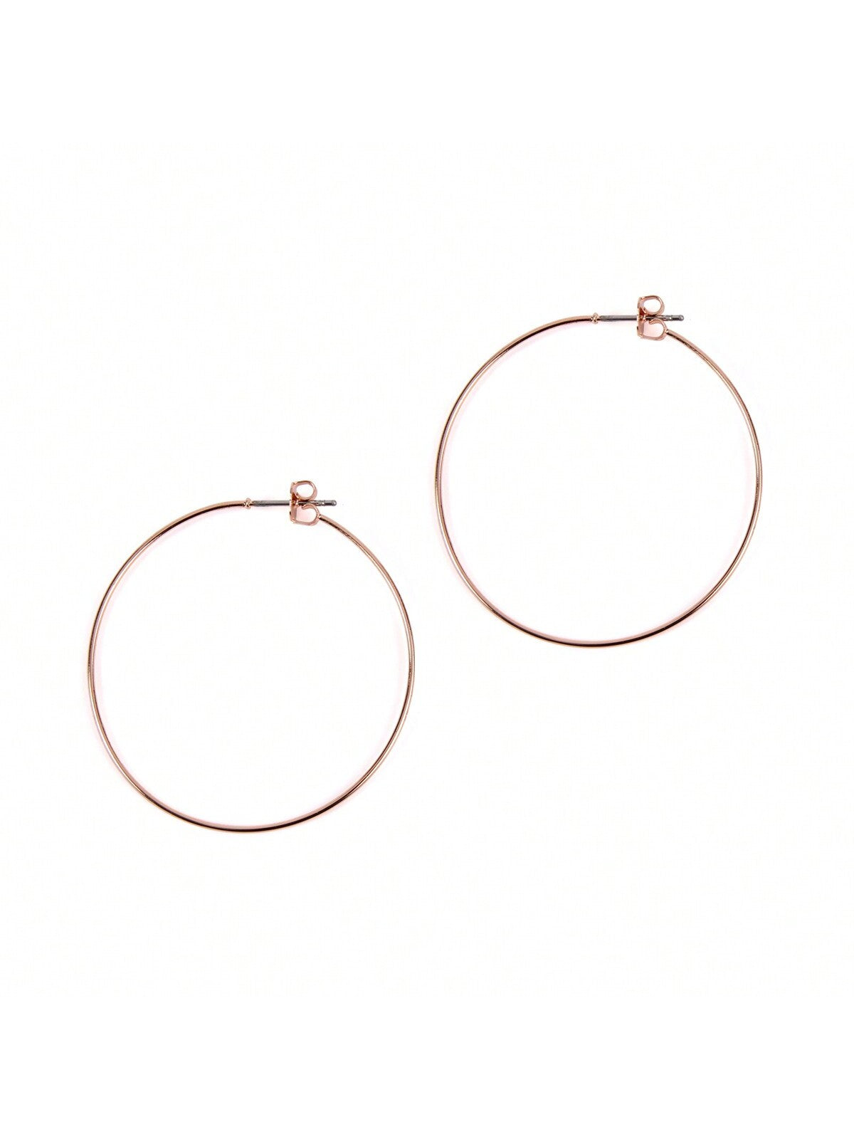 Wire Hoop Earrings-ROSE GOLD-1