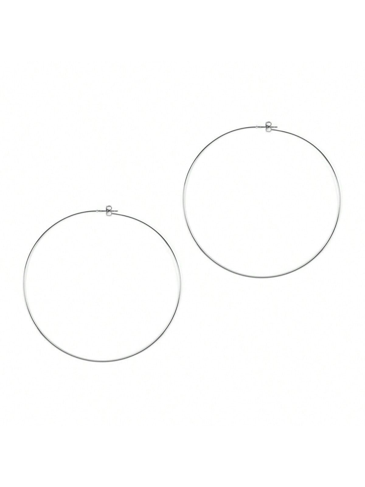 80mm Wire Hoop Earrings-MATTE SILVER-1