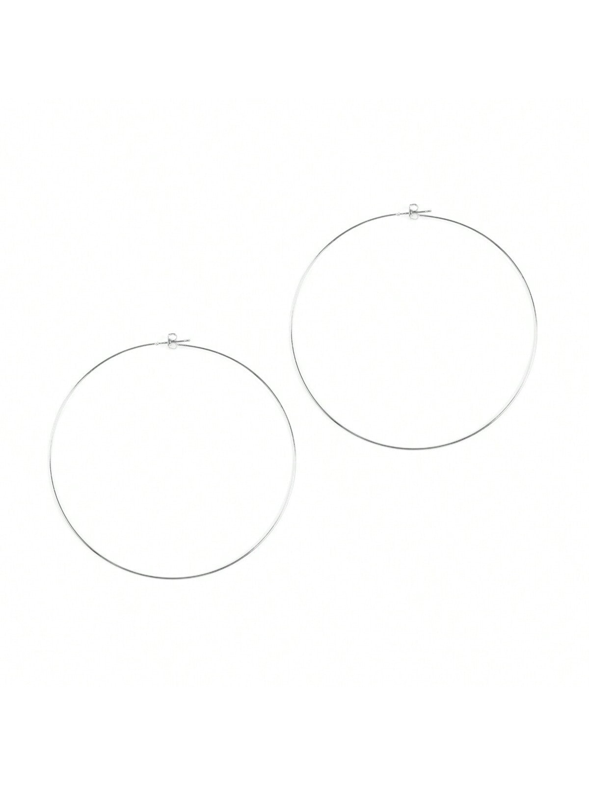 80mm Wire Hoop Earrings-Silver-1