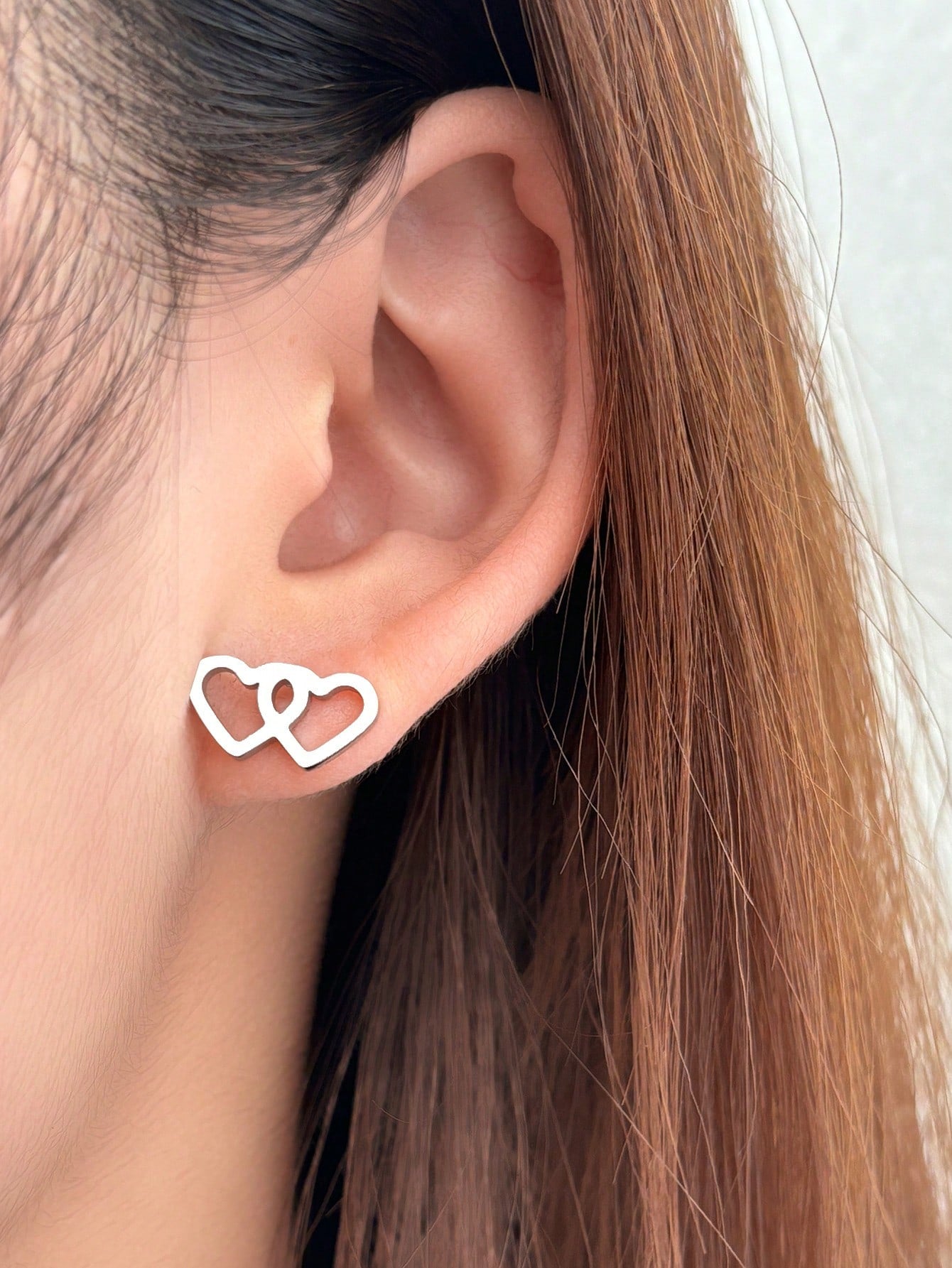 Stainless Steel Dainty Simple Heart Earrings For Women-Silver-1