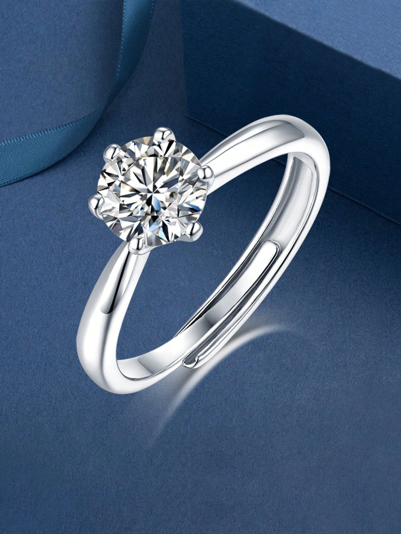 1pc 1 Carat Six-Claw Moissanite 925 Sterling Silver Ring For Women, Suitable For Daily Wear, Great Gift For Girlfriend--1