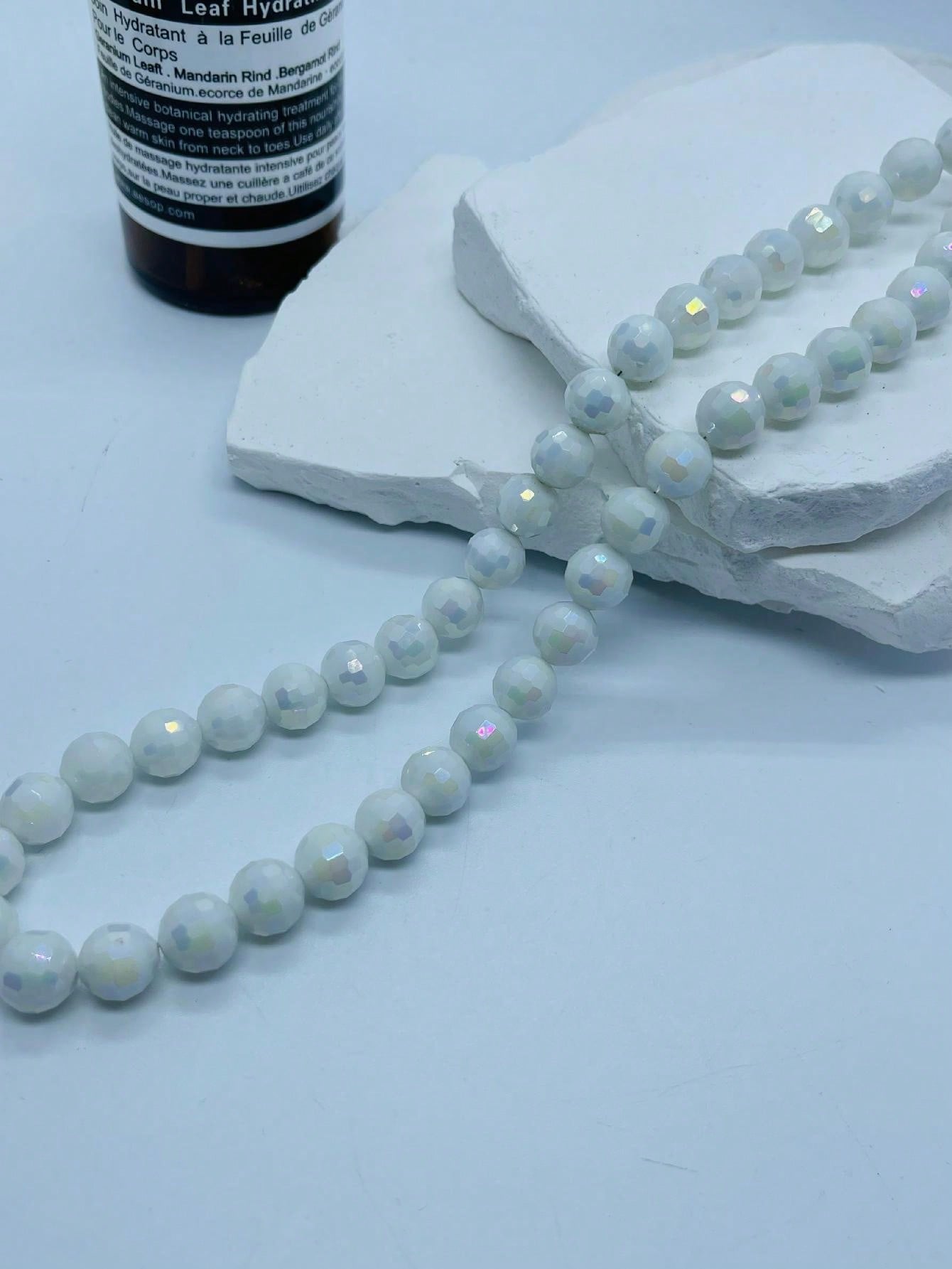 30 Loose Ball Beads Glass Beads Bracelet Necklace Handmade Jewelry Accessories-White-1