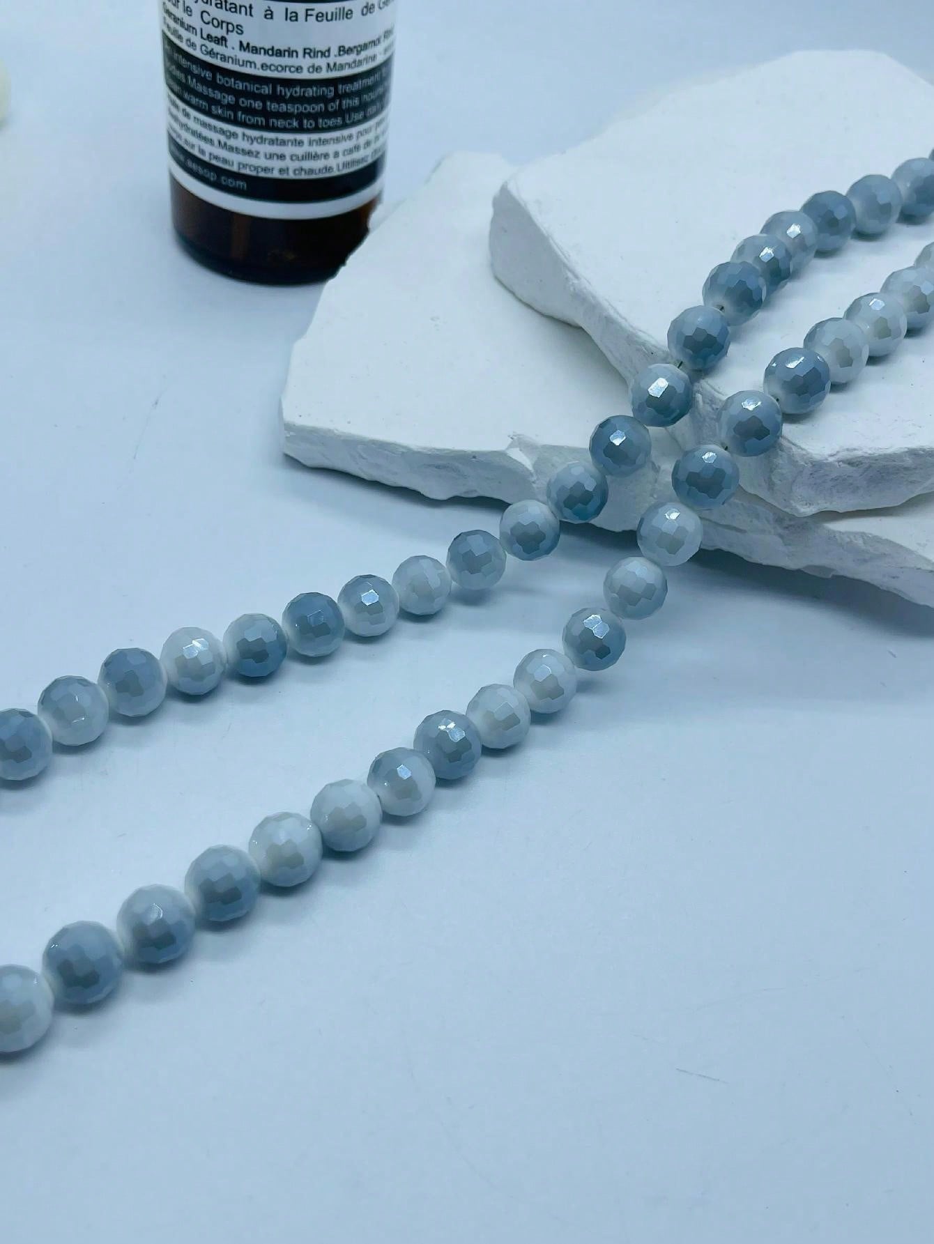 30pcs Loose Glass Bead Ball For Handmade Bracelet, Necklace Diy Jewelry Making Supplies-Light Grey-1