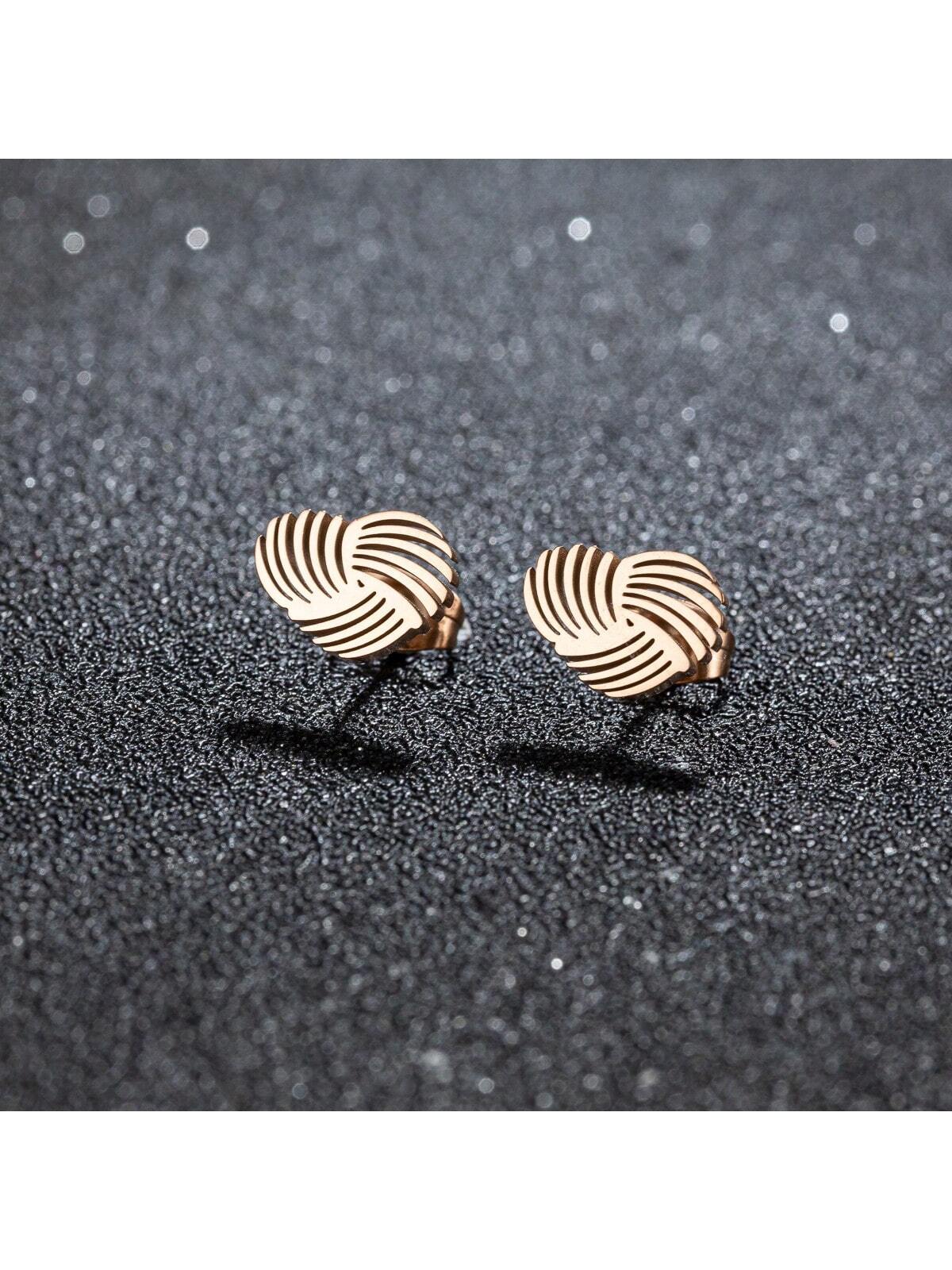 1Pair Cute Heart Stud Earrings For Women Girls Rose Gold Color Summer Jewelry Black Earring Wedding Jewelry Gifts-Rose Gold-1