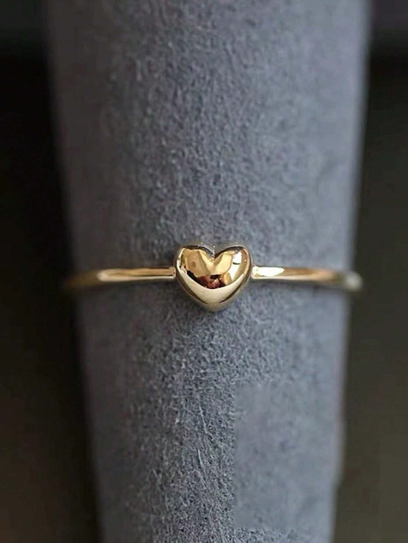 S925 Silver Plated With 4k Gold Small Heart Ring, Simple Design And Cute Style For Various Occasions