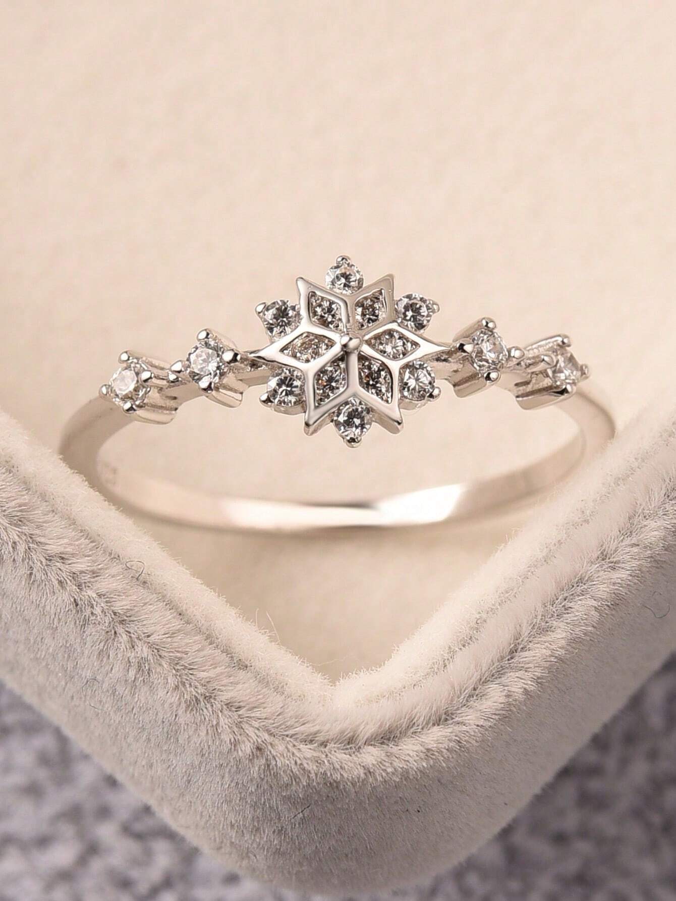 Stylever pc Exquisite Snowflakes Ring Ladies Jewelry For Women S925 Sterling Silver Elegant Ring Fine Jewelry Gift For Girls Wedding Prom Party Decor