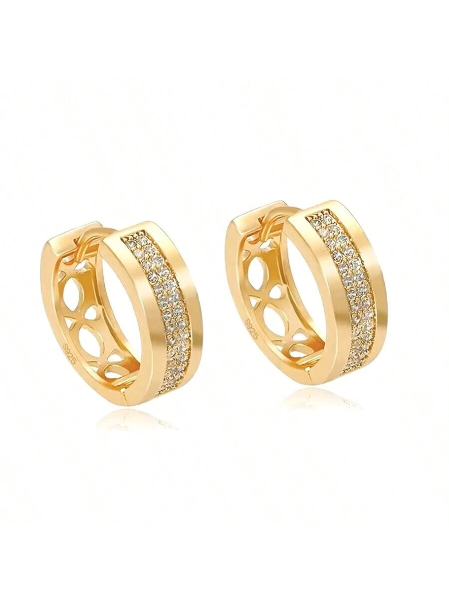 Hypoallergenic Minimalist Square Cubic Zirconia Hoop Earrings For Women, Simple & Fashionable Daily Wear, Birthday Gift