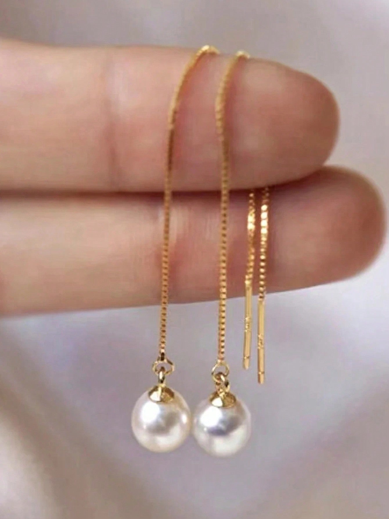 1 Pair 925 Sterling Silver Cultured Pearls Tassel Earring For Women Classic Drop Earring  18K Gold Plated  Perfect For Daily Wear Valentine'S Day Fine Jewelry Wedding Jewelry Bridal Jewelry-Gold-1