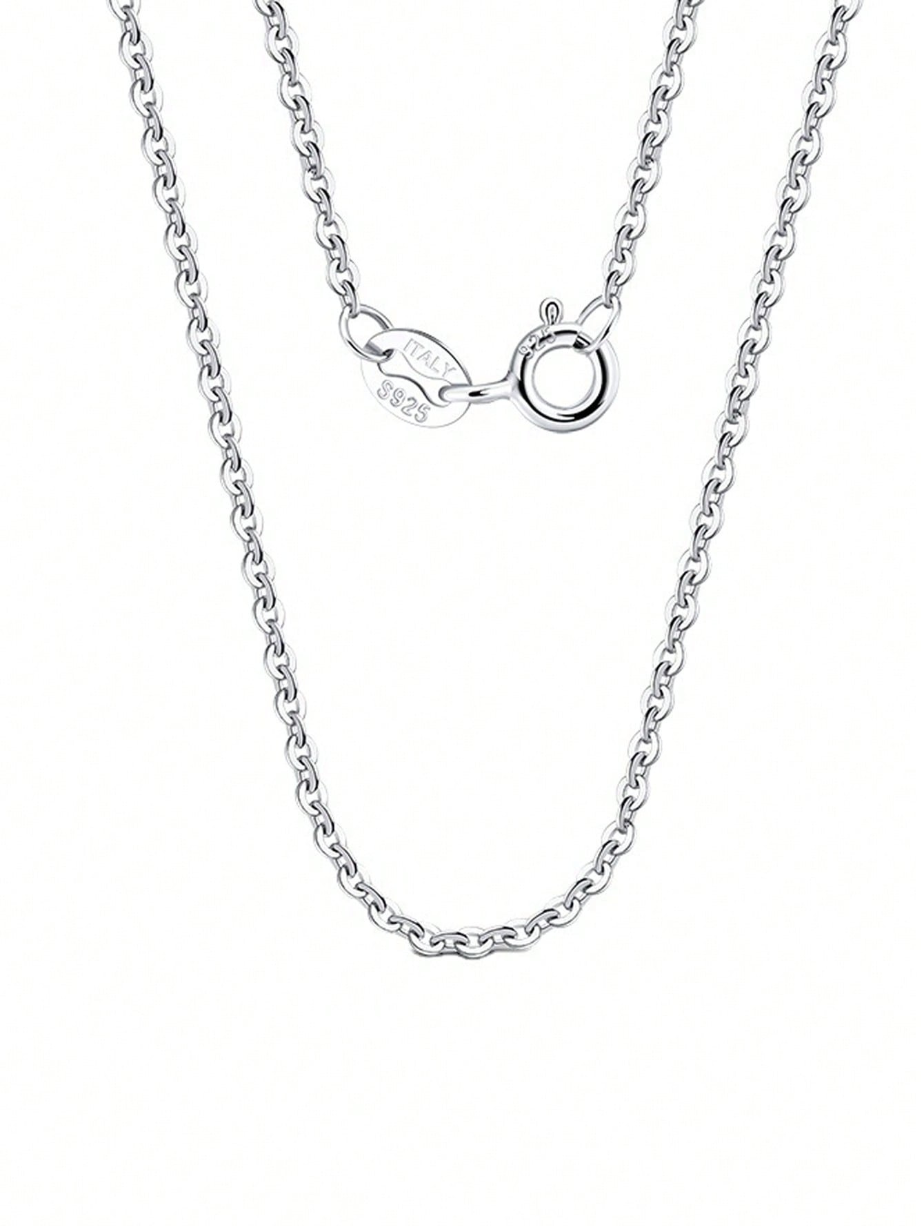 S925 sterling silver necklace 30 flash O plain chain 1.6mm simple chain naked chain-Silver-1