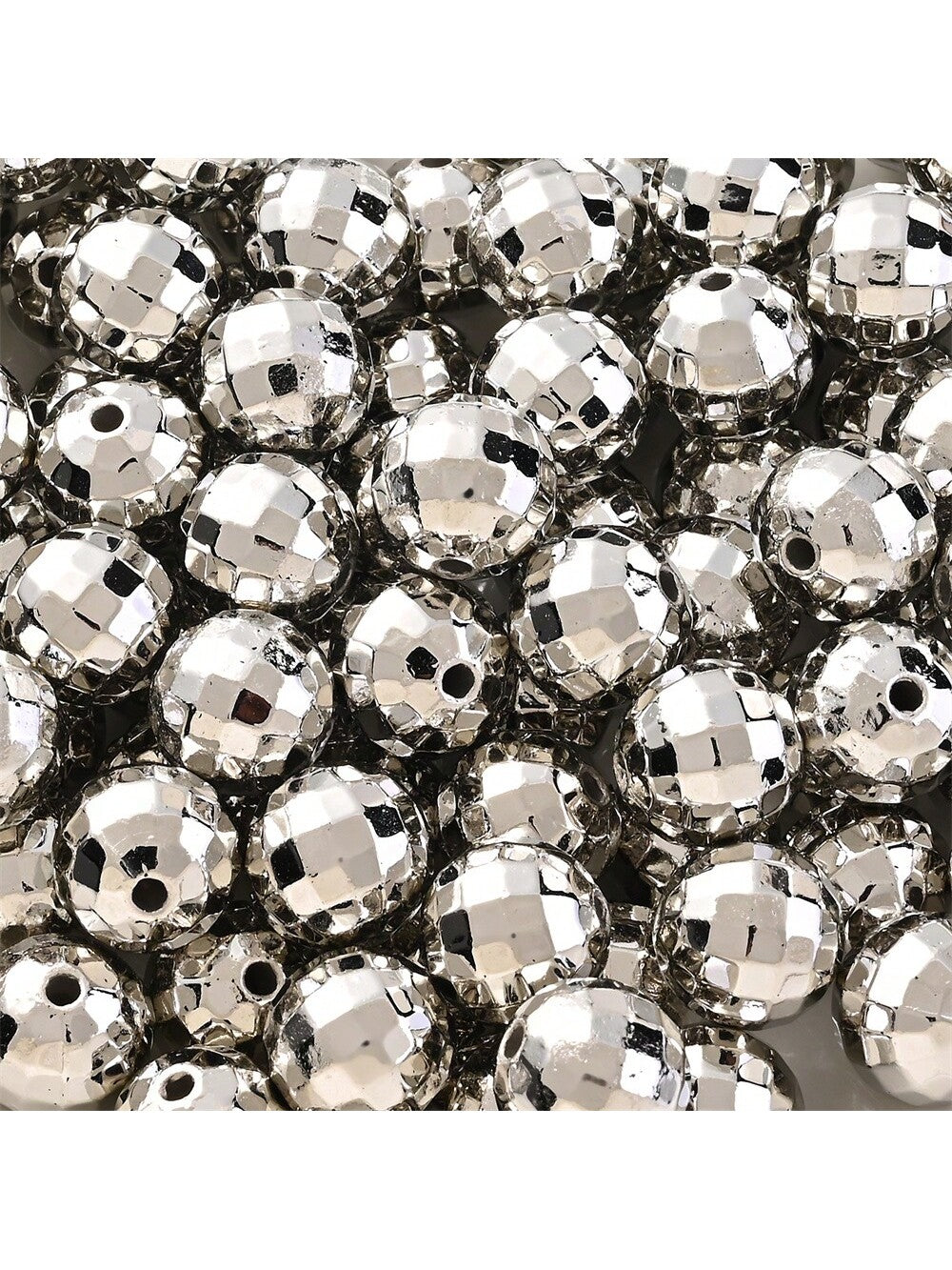 20/30/50/100pcs Vintage Disco Ball Beads Cute Silvery Reflactive Mirror Round Beads For DIY Bracelet Necklace Earrings Making-Dull Silver-1