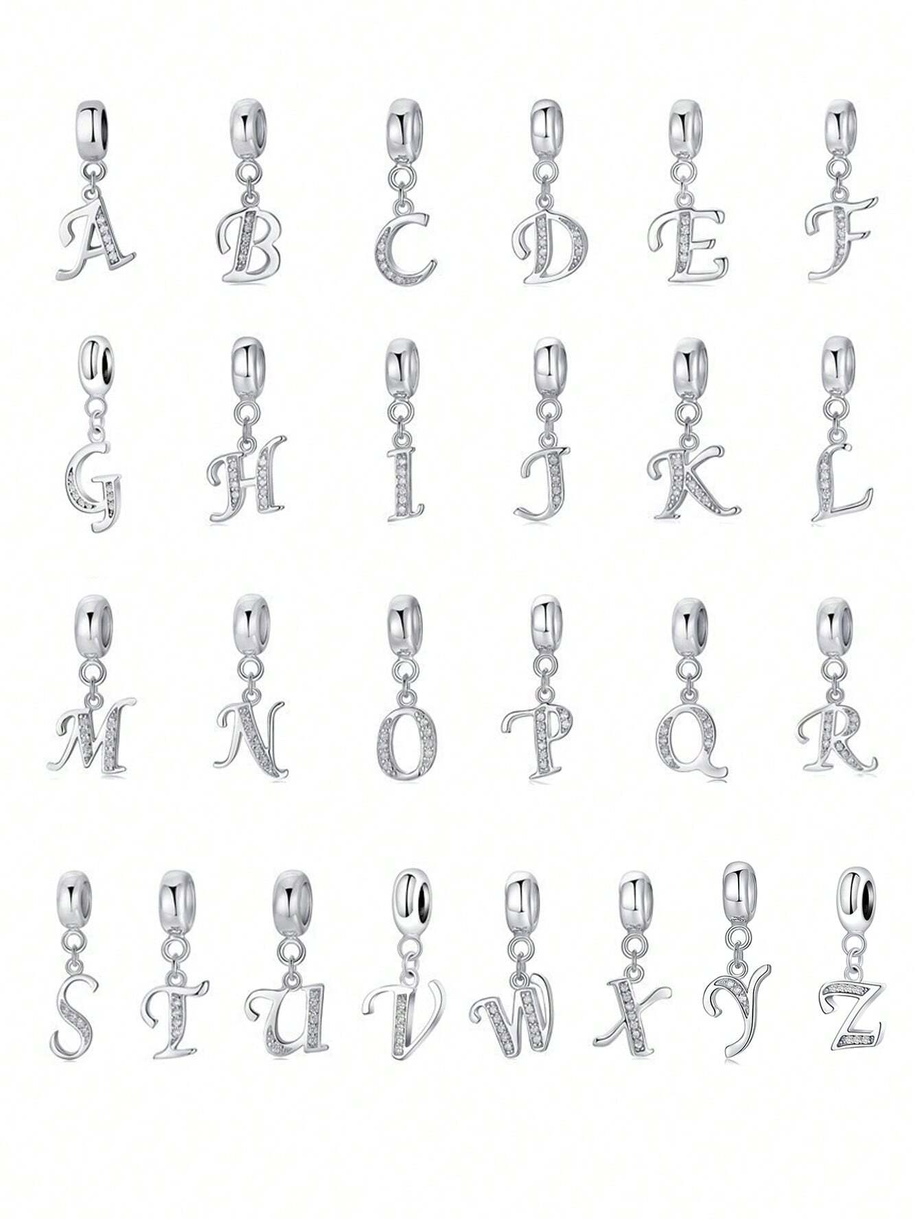 1pc 26 Letter DIY Charms Beads Pendant Ladies Jewelry For Women S925 Sterling Silver Bracelet Bangle & Necklace Accessories Fine Jewelry Making