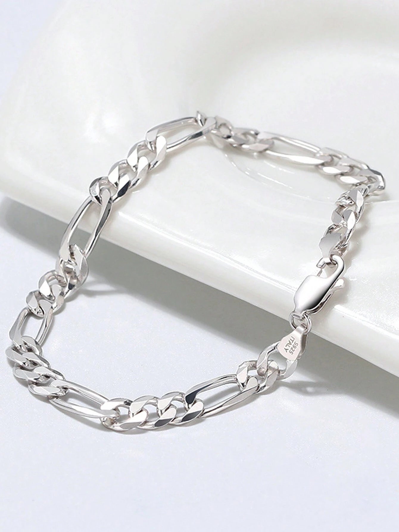 S925 Sterling Silver 3.3mm Fashion Personality Hip Hop Figaro Chain Bracelet Street Style Jewelry For Women Girls