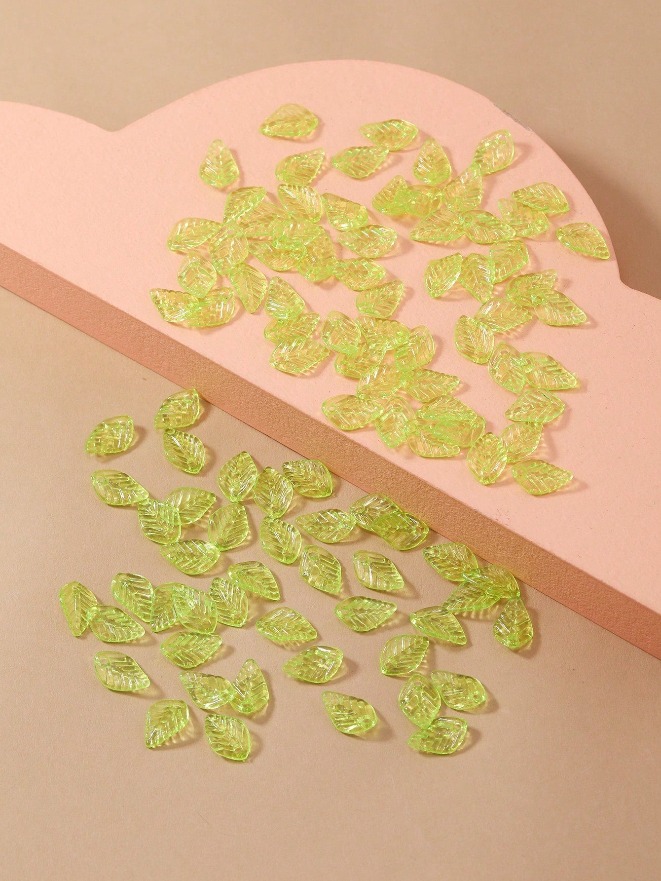 100pcs 3d Acrylic Green Leaves Shaped Diy Jewelry Making Material For Craft, Bracelet And Necklace-Lime Green-1