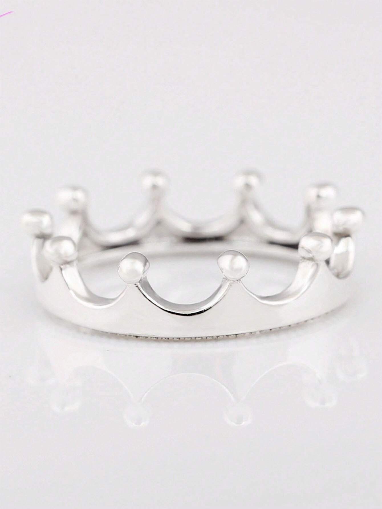 pc Sterling Silver Crown Shape Fashion Simple Ring For Women