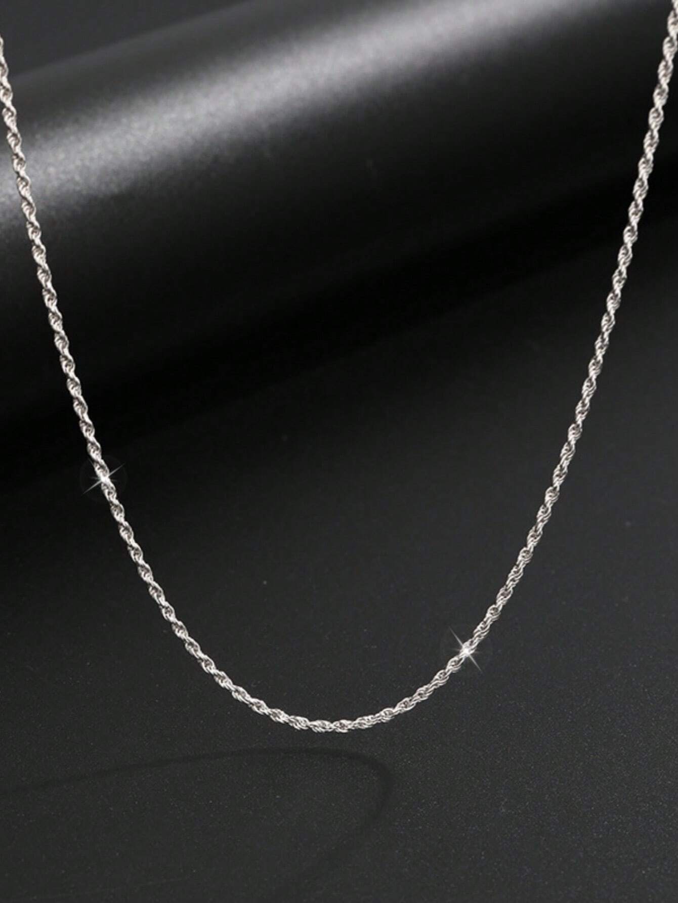 1pc S925 Sterling Silver Thick Twisted Rope Chain Necklace, Vintage Street Style Hiphop Necklace For Men, Long Necklace Suitable For Street Dance Club Wearing, Gift For Boyfriend/Husband