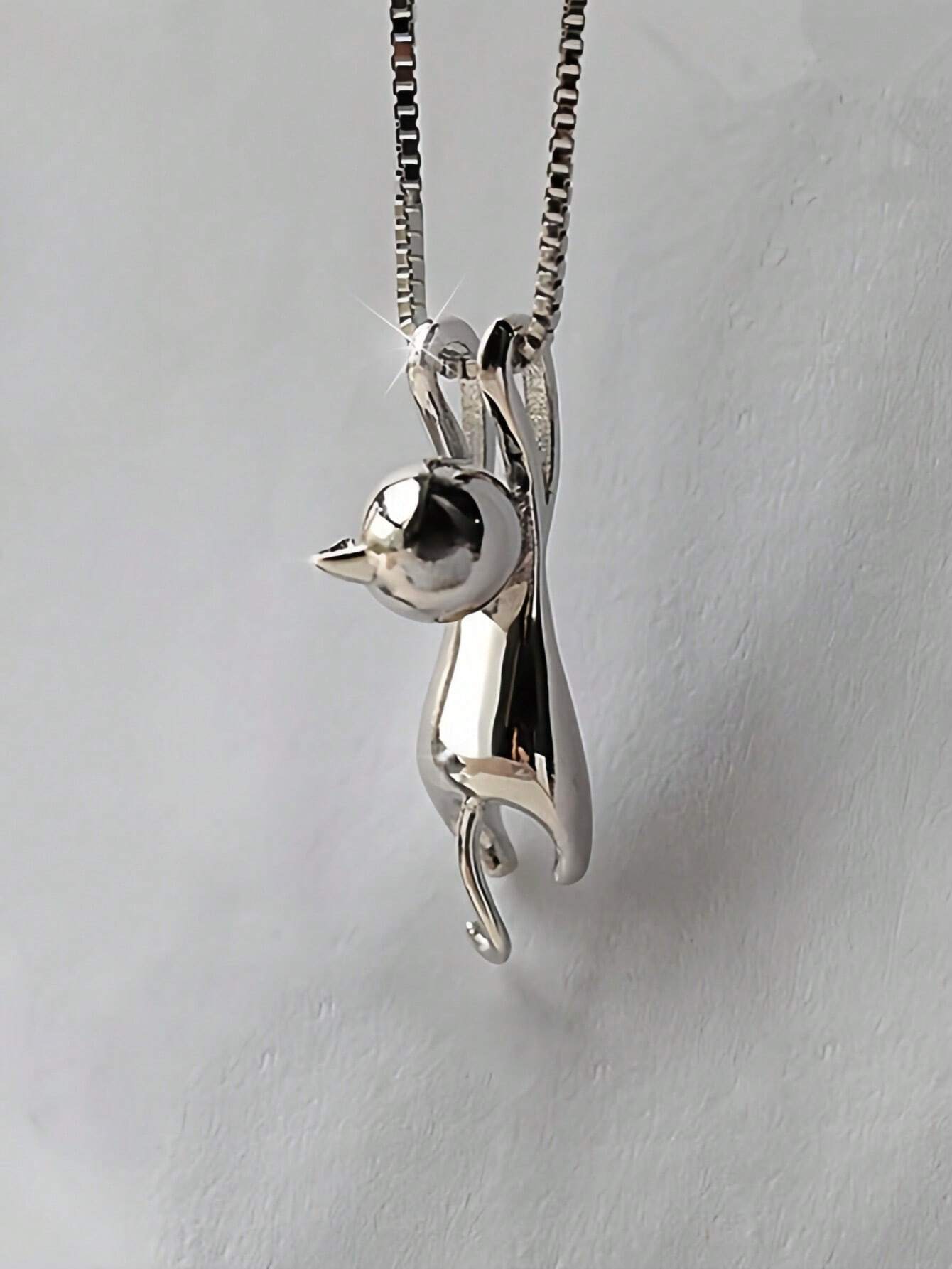 S925 Sterling Silver Cute Cat Pendant Necklace, Collarbone Chain Silver Neck Accessory, Exquisite Gift For Couples & Best Friends, Daily New Year & Christmas Valentine's Mother's Day Gift, With Anti-Oxidation Storage Box