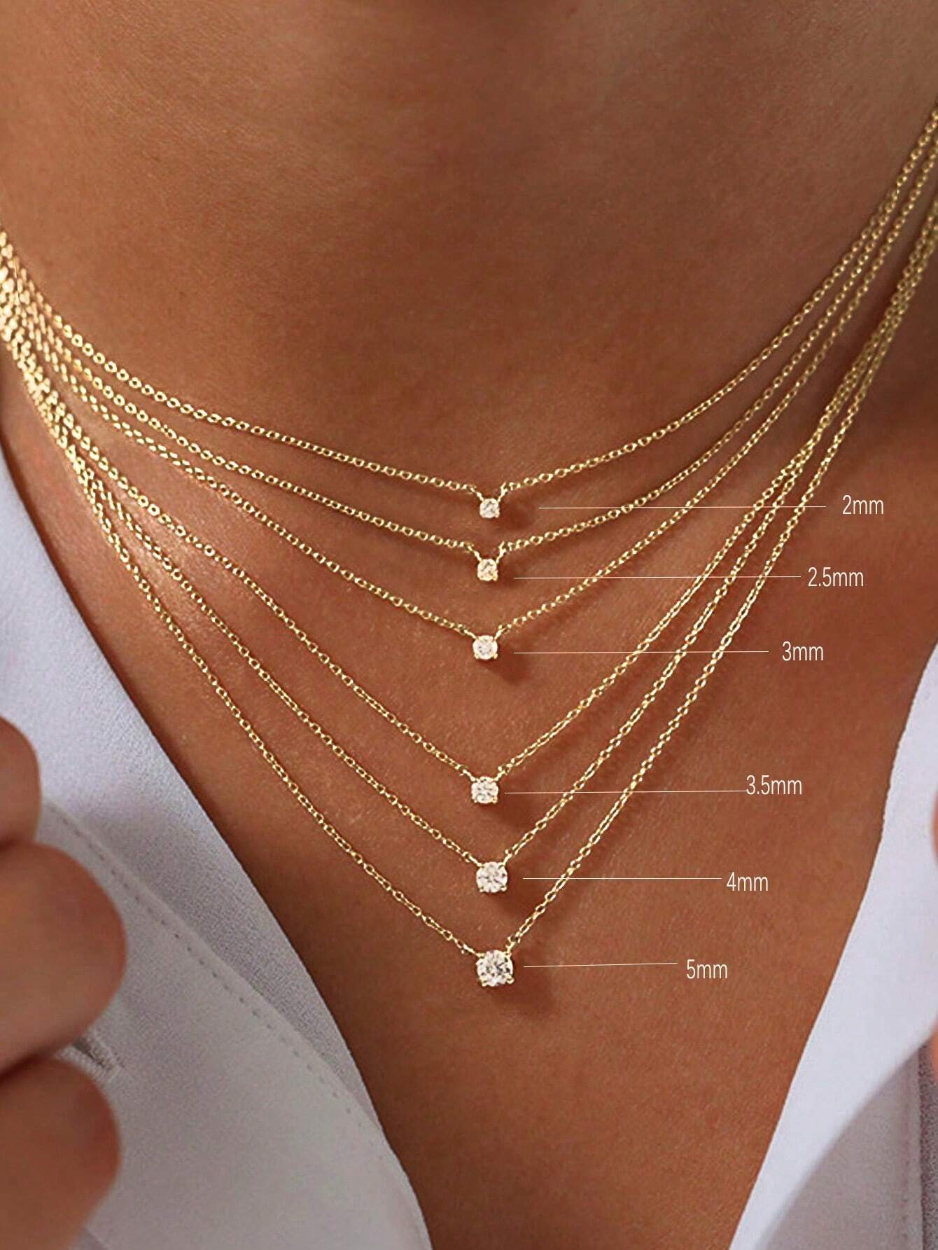 1pc S925 Sterling Silver Simple Single Rhinestone 2mm, 2.5mm, 3mm, 3.5mm, 4mm, 5mm Pendant Necklace Women's Necklace Jewelry Gifts Send To Mother, Send To Sisters, Send To Girlfriend, Christmas Gift