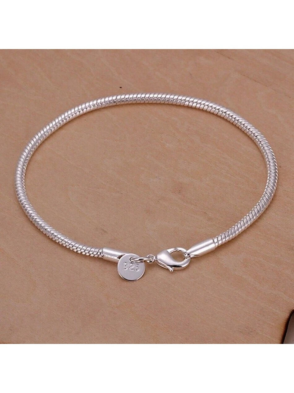 925 Sterling Silver 3MM Snake Chain Bracelets Factory Fashion Hot Top Quality Jewelry Charm Cute Women Lady Wedding