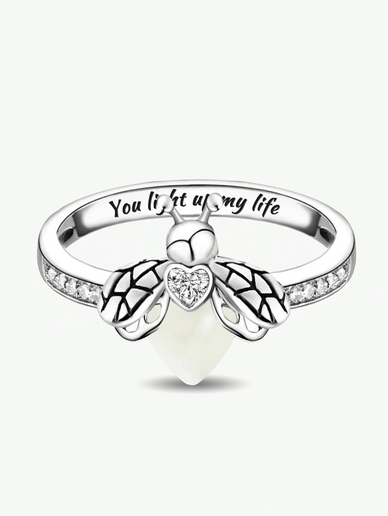 1PC Vintage You Light Up My Life Luminous Firefly Stackable Rings Finger Ring For Women Girls Promise Ring Eternity Ring Fine Ladies Jewelery Gifts