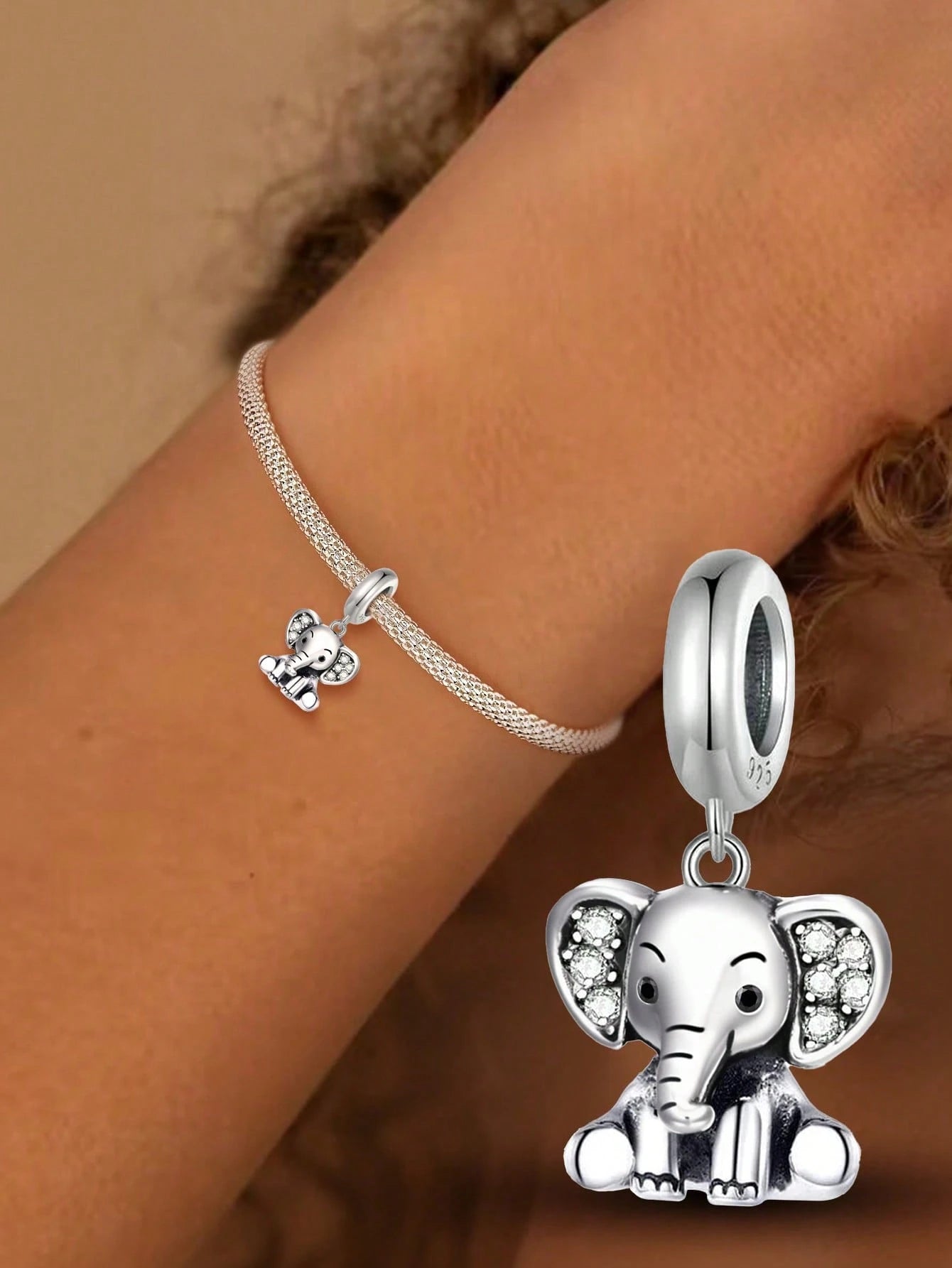 Pc Fashionable 925 Sterling Silver Cute Pet Elephant Series Charm Bead Fit For Women Bracelets Bangles DIY Jewelry Making And Daily Outfit Matching Jewelry Decoration For Girls