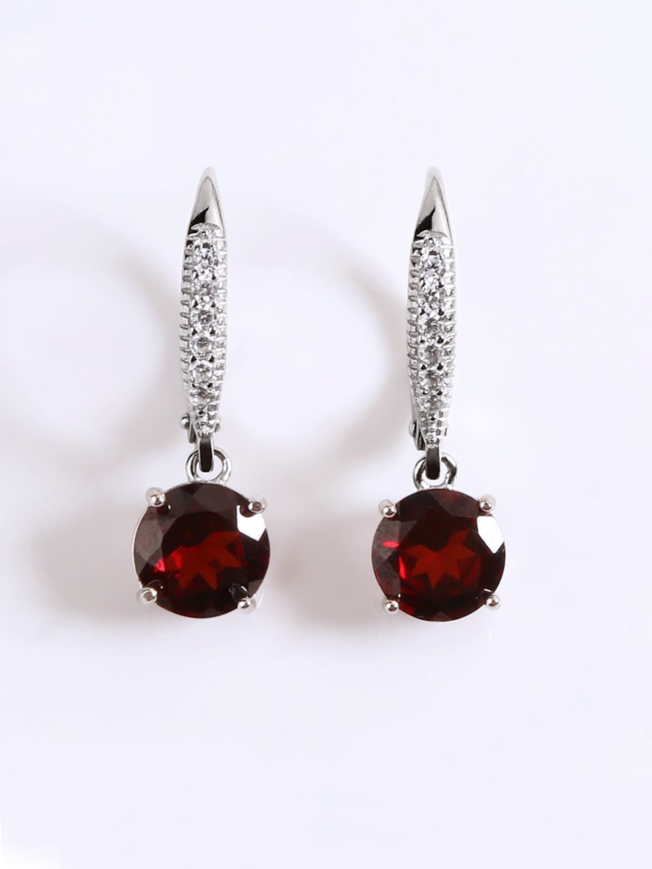 1pair Exquisite Garnet Silver Drop Earrings For Ladies For Daily Decoration For Women Bridal Wedding Fine Jewelry