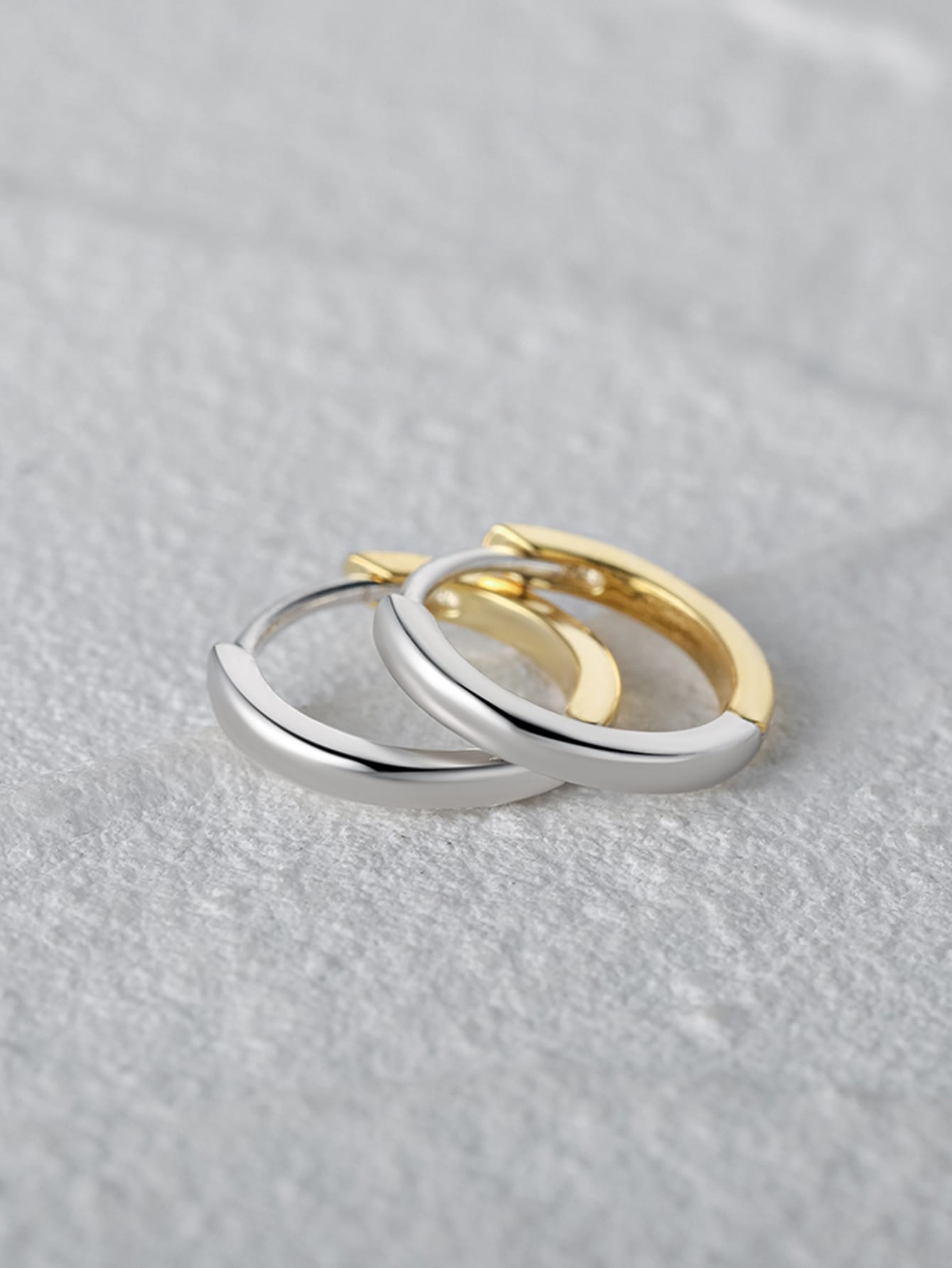 Two Tone Silver Hoop Earrings Gift For Women