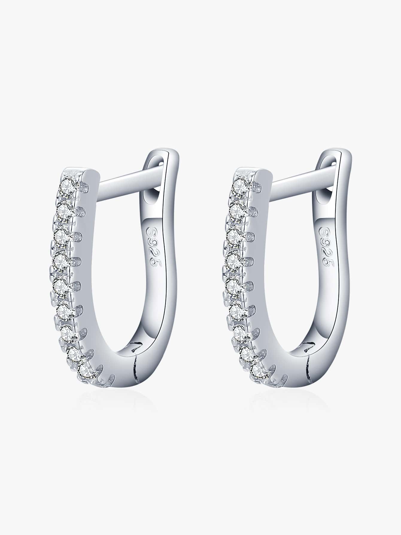 Cubic Zirconia Decor Silver Earrings For Women Bridal Wedding Fine Jewelry