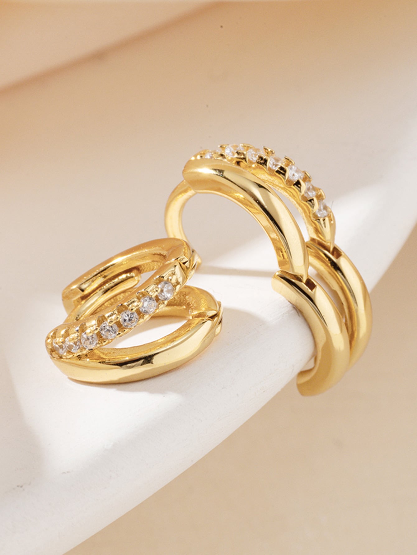 Cubic Zirconia Decor Silver Hoop Earrings For Women Bridal Wedding Fine Jewelry