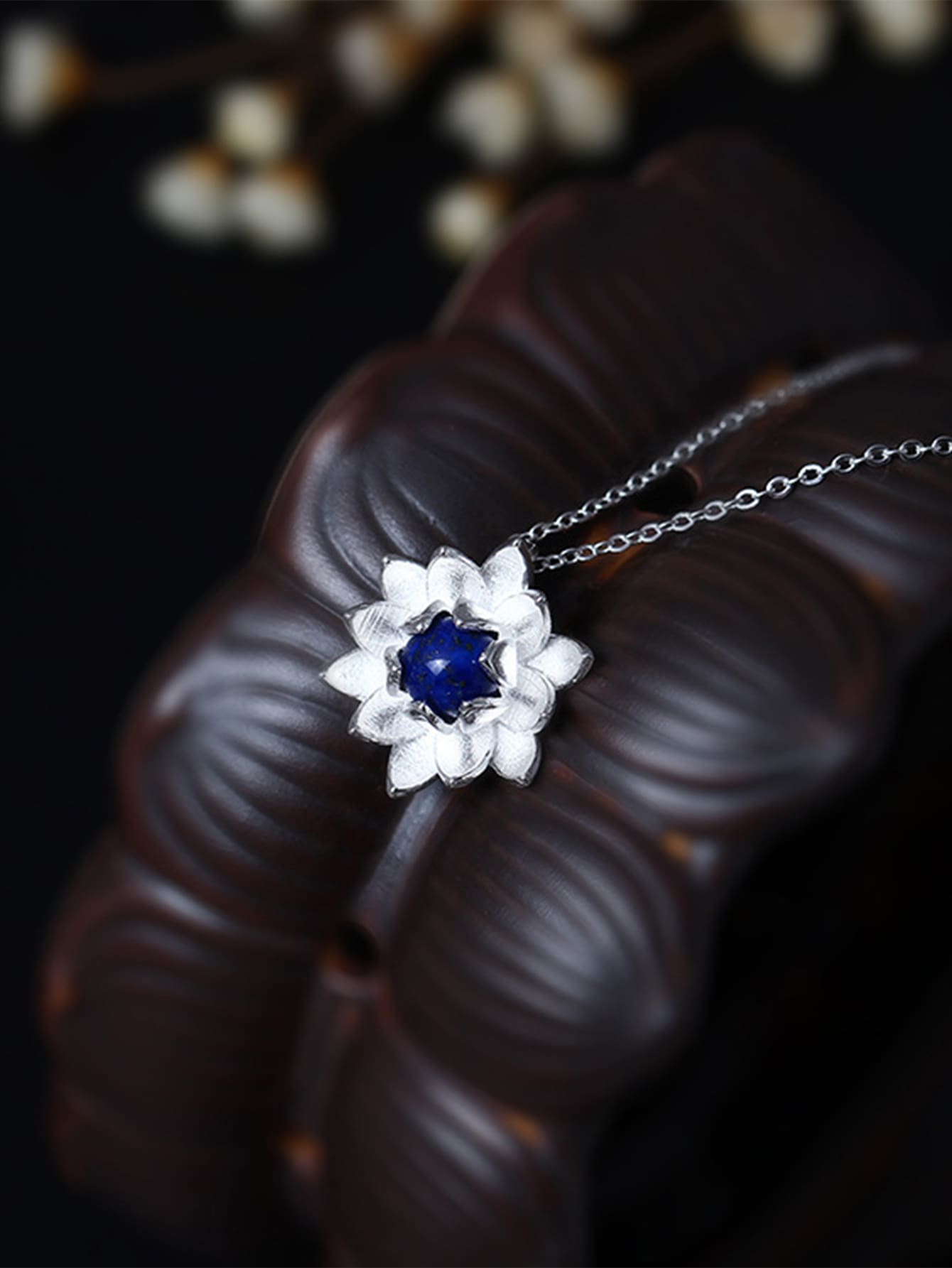 Cubic Zirconia Flower Pendant Silver Necklace For Women Bridal Wedding Fine Jewelry