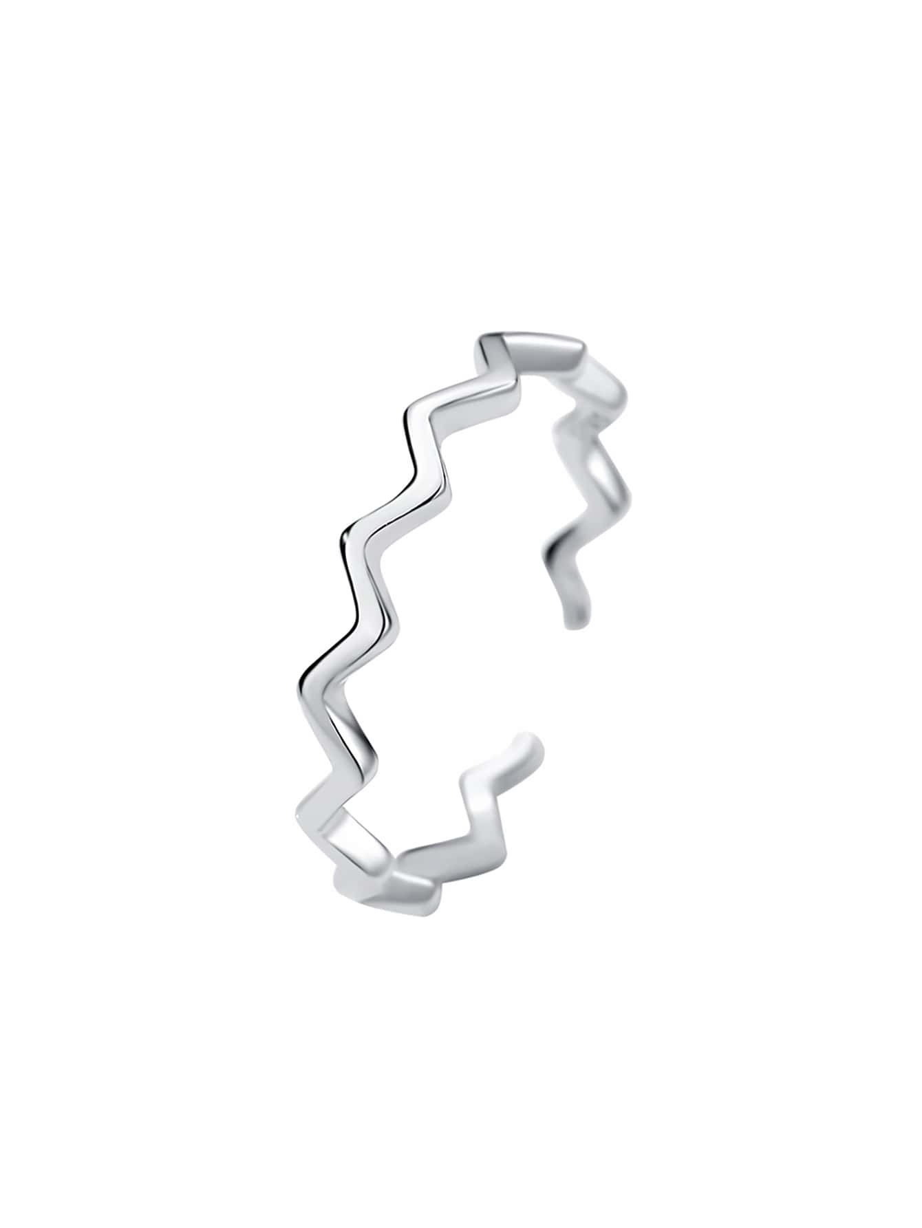 Wavy Design Silver Cuff Ring