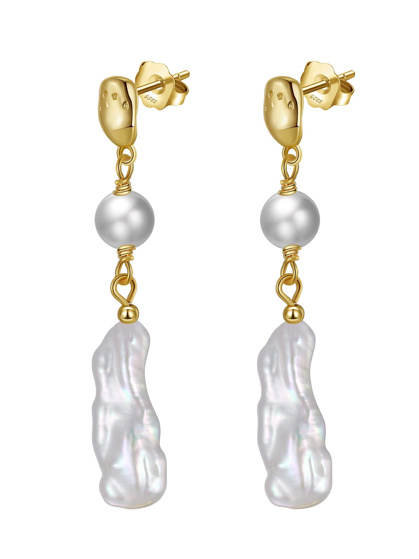 Cultured Pearl Silver Drop Earrings For Women Bridal Wedding Fine Jewelry