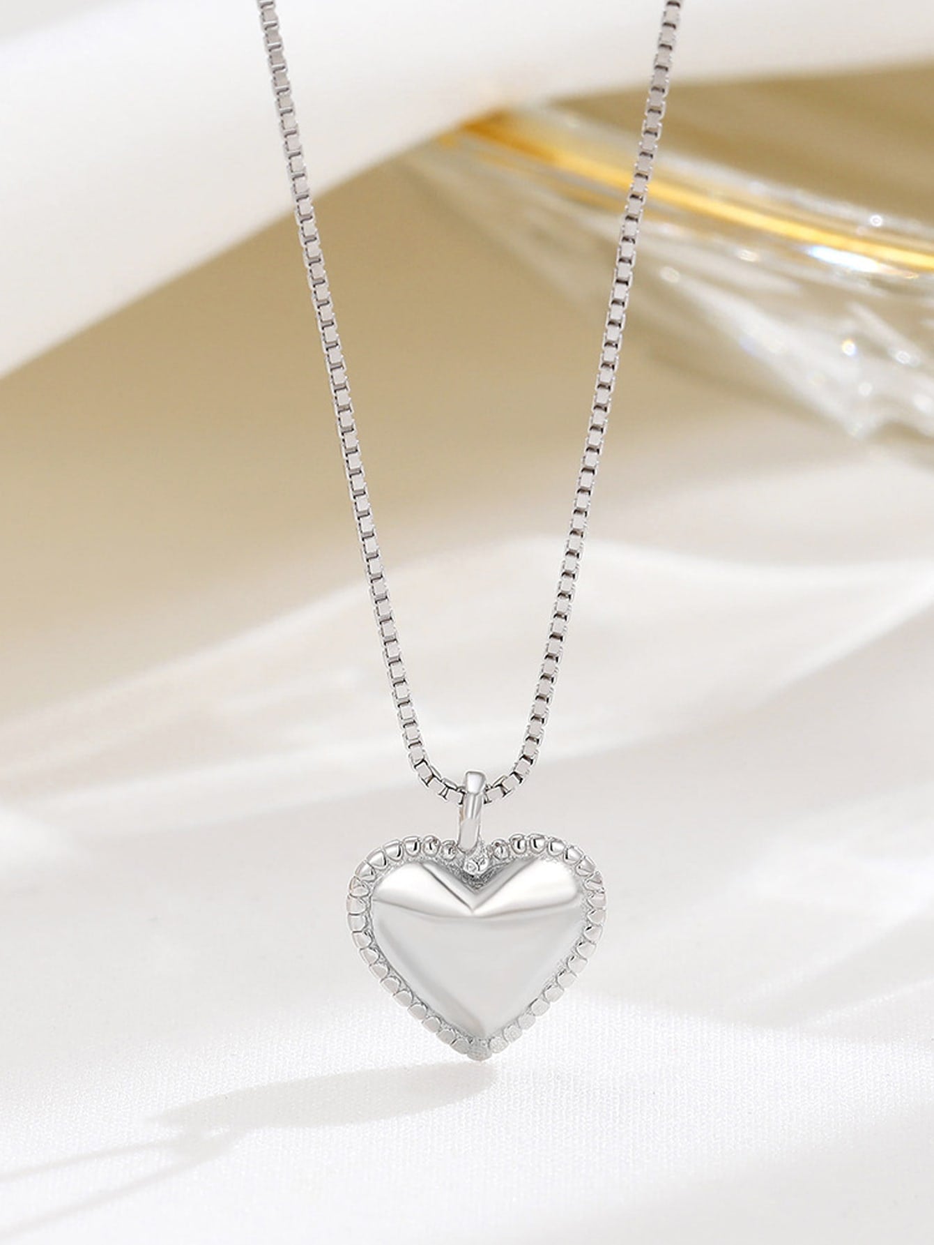 1pc Fashionable Heart Charm Silver Necklace For Women For Daily Decoration