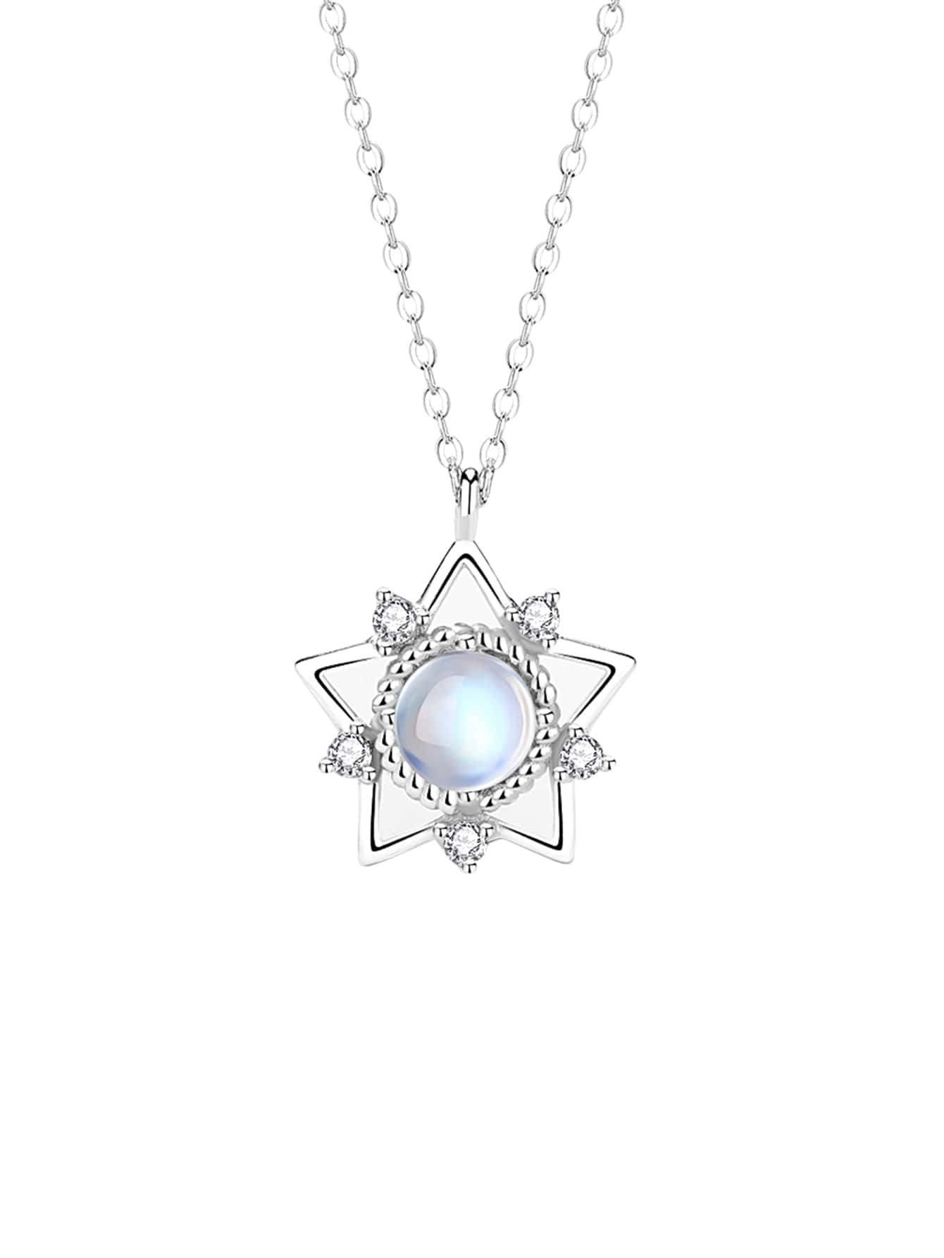 1pc Fashionable Cubic Zirconia Decor Star Charm Silver Necklace For Women For Dating Gift