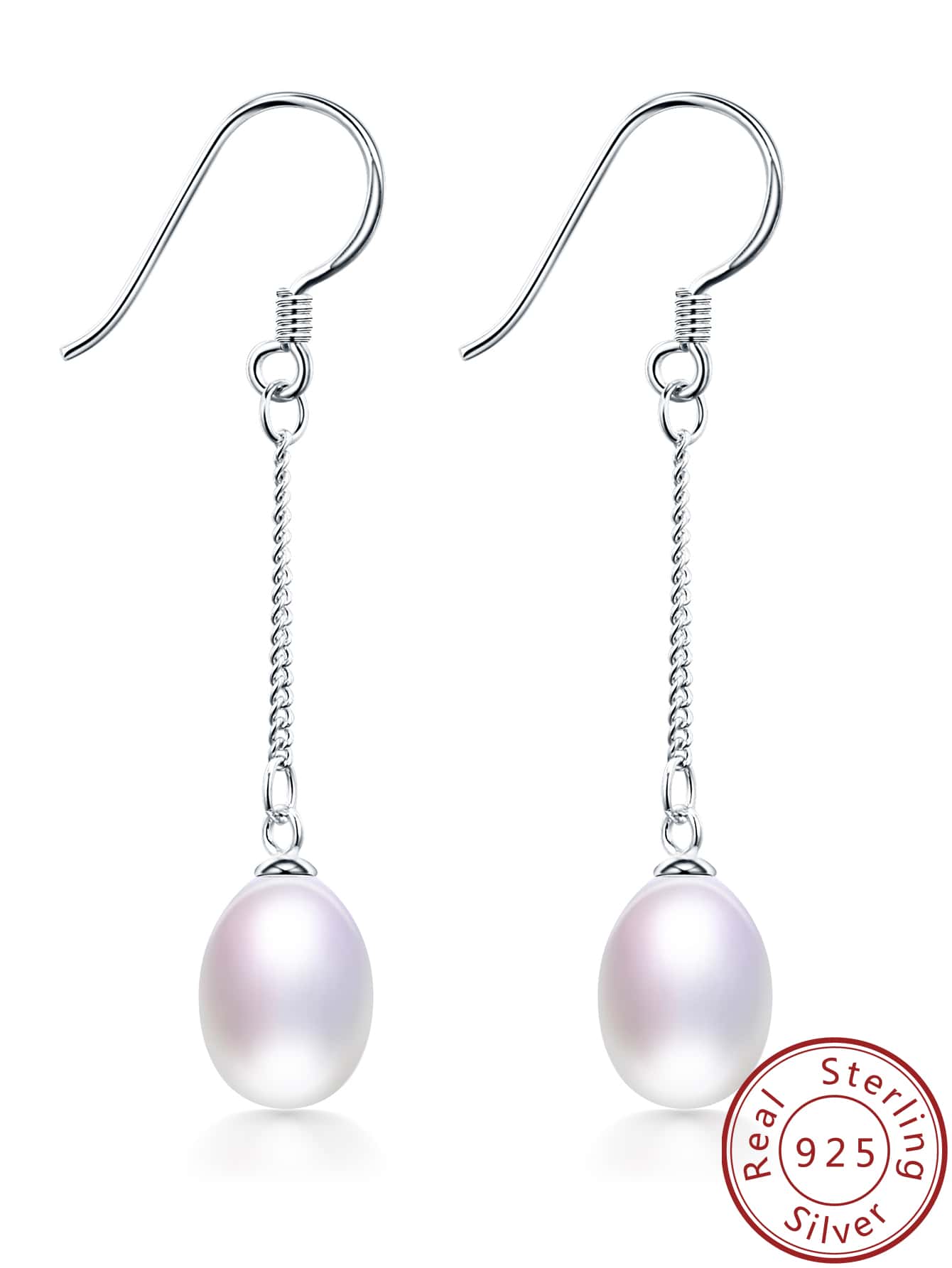 1pair Elegant Silver Cultured Pearl Drop Earrings For Women For Daily Decoration