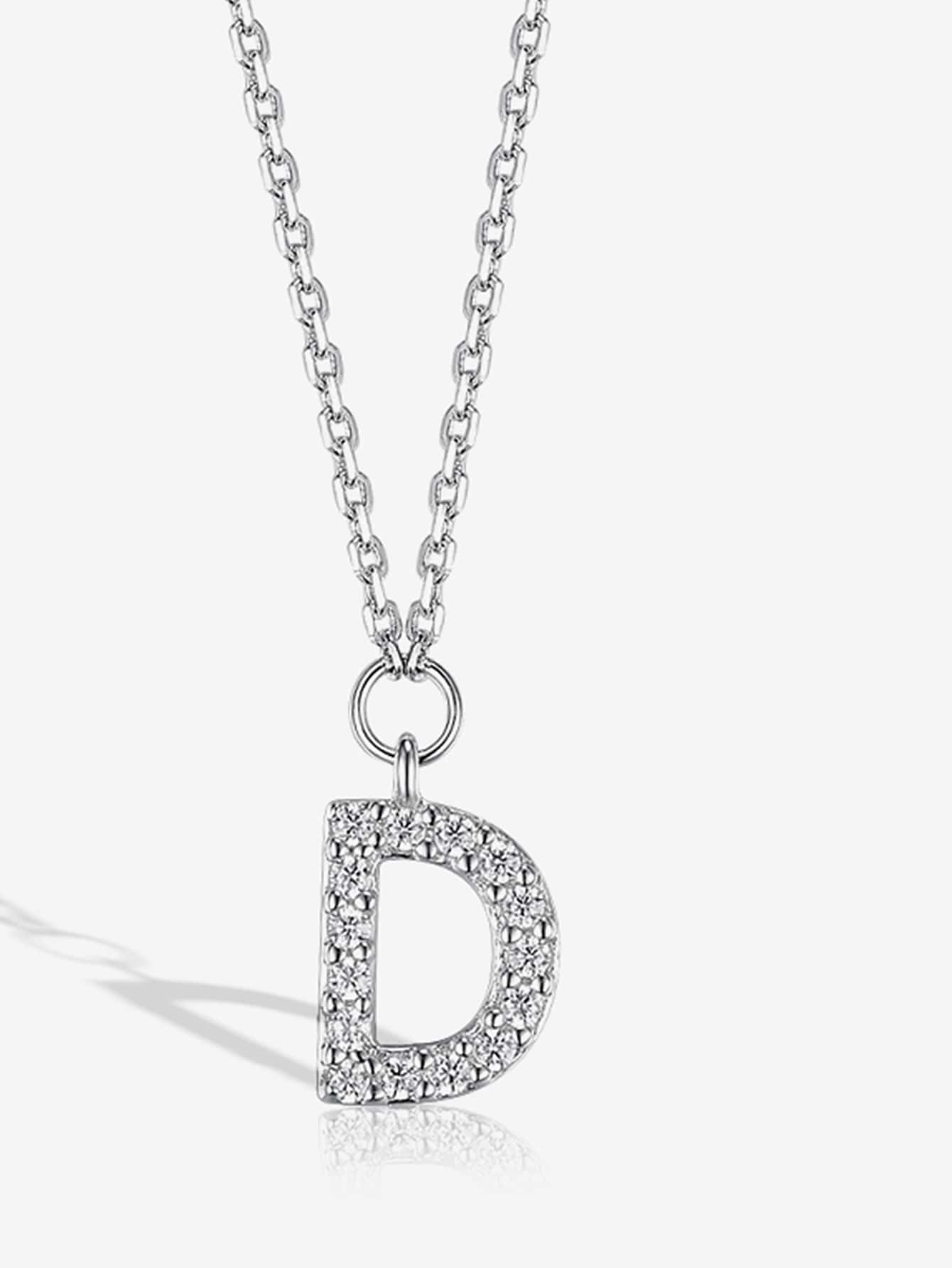 1pc Glamorous Cubic Zirconia Letter Charm Silver Necklace For Women For Daily Decoration