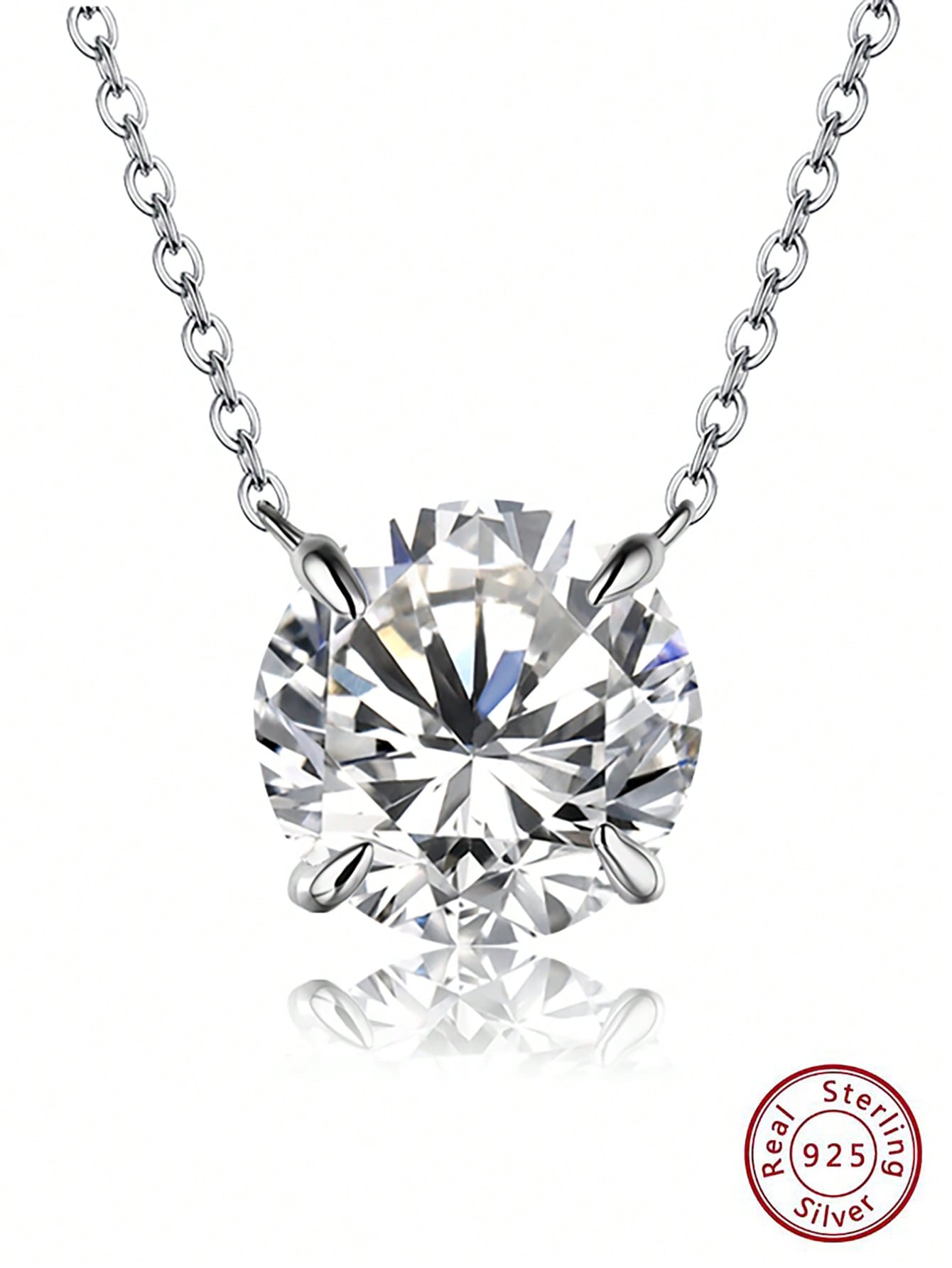 Laboratory-created Moissanite Silver Pendant Necklace For Woman Party Bridal Fine Jewelry