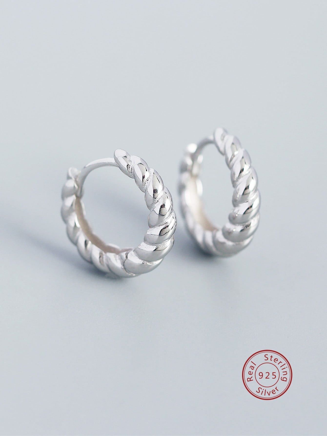 Twist Silver Hoop Earrings