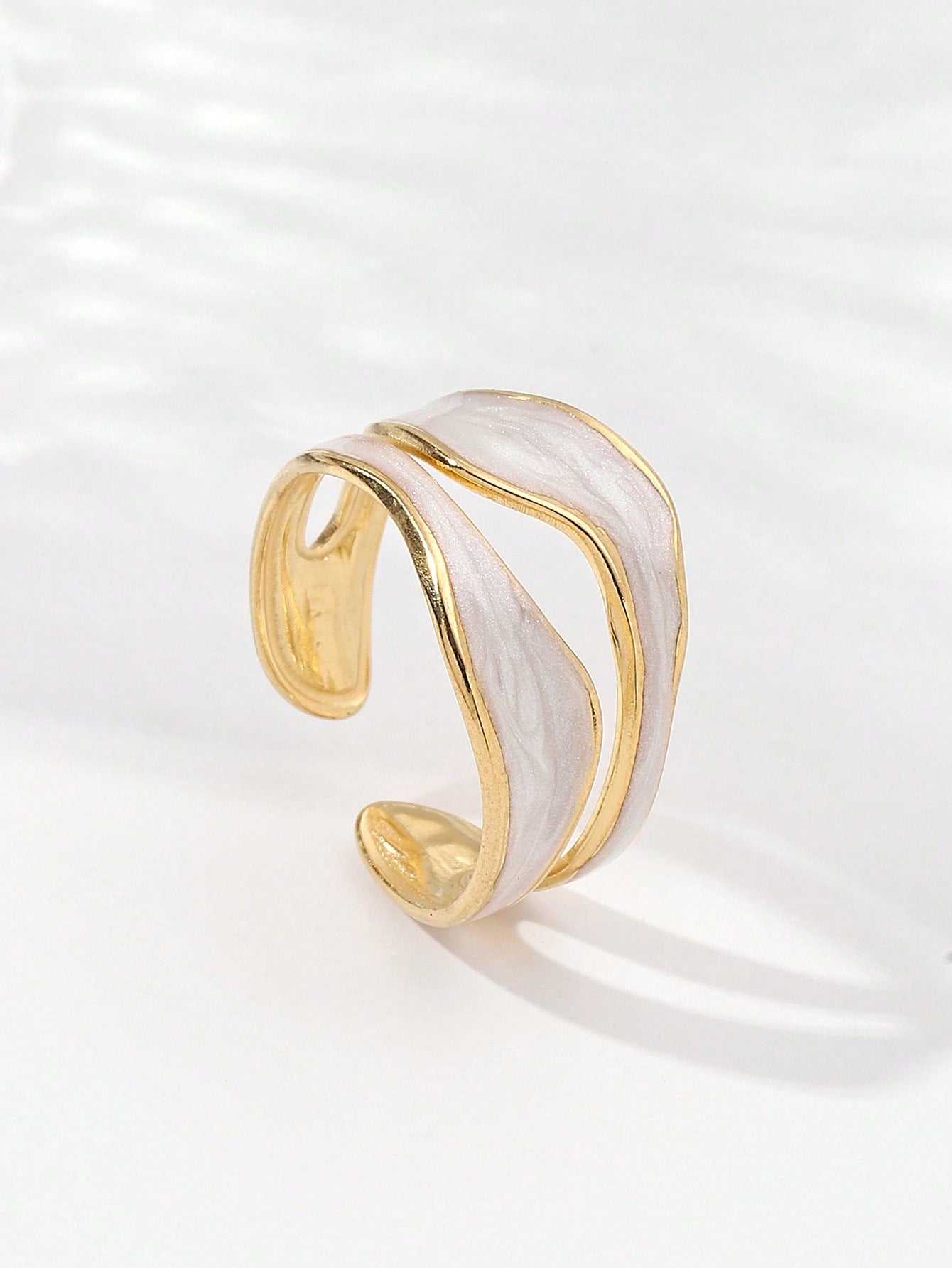 Two Tone Cuff Ring-Yellow Gold-1