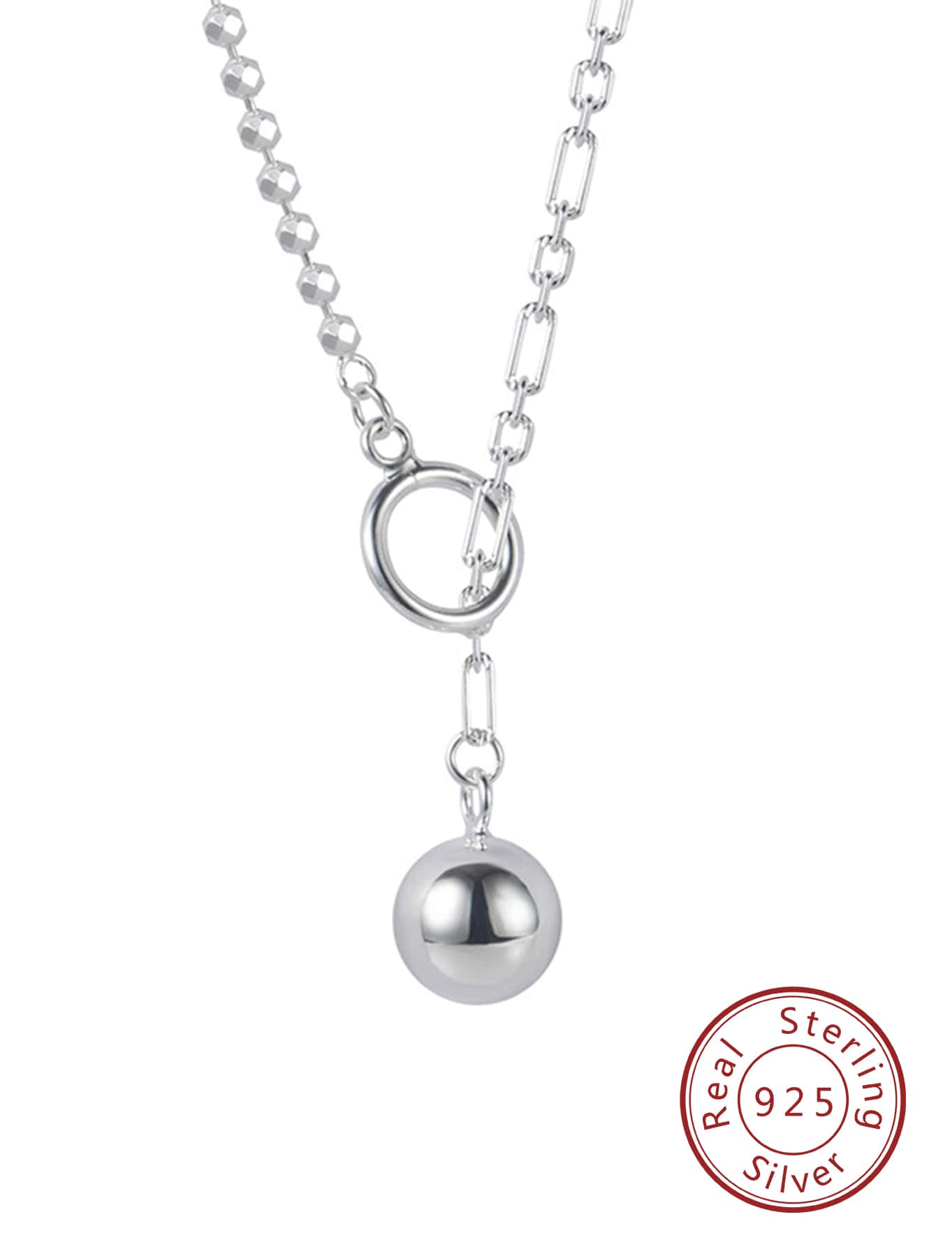 1pc Fashionable Ball Charm Silver Necklace For Women For Daily Decoration