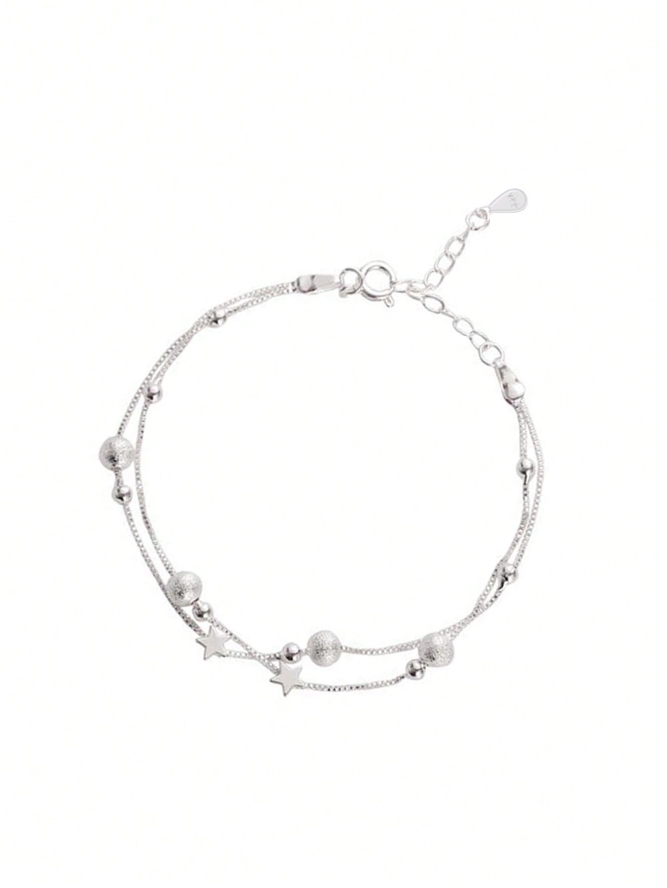 Star & Bead Decor Silver Bracelet