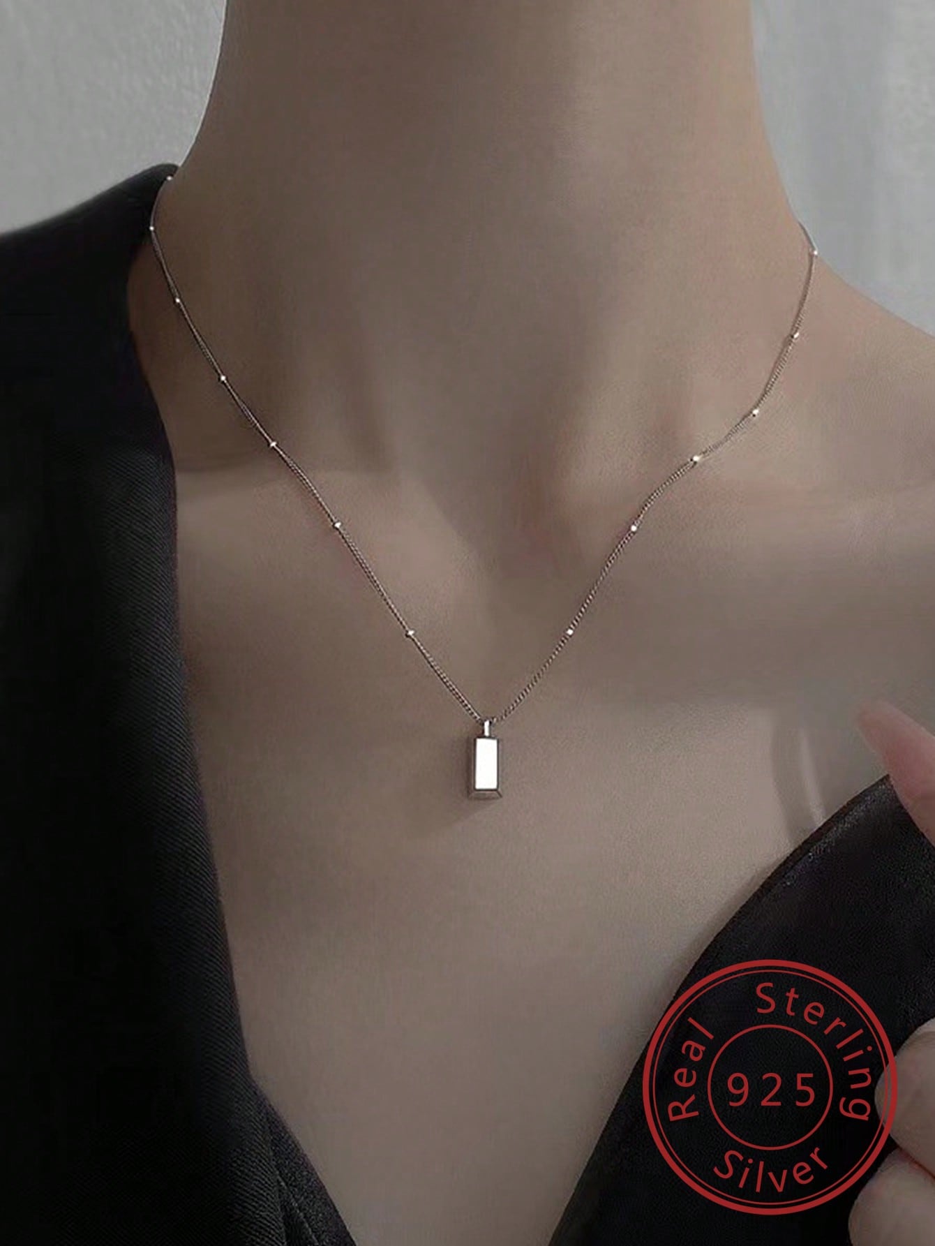 1pc Fashion Geometric Pendant Silver Necklace For Women For Daily Decoration