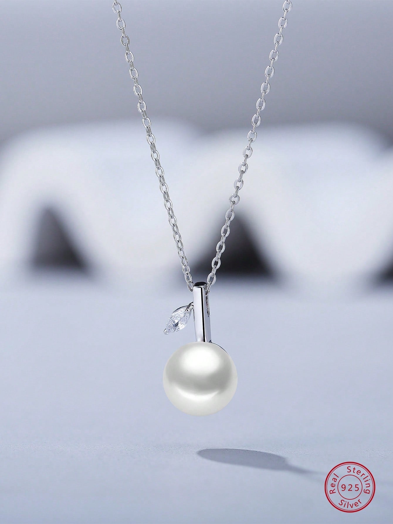 1pc Fashion Cubic Zirconia & Cultured Pearl Decor Silver Necklace For Women For Daily Decoration